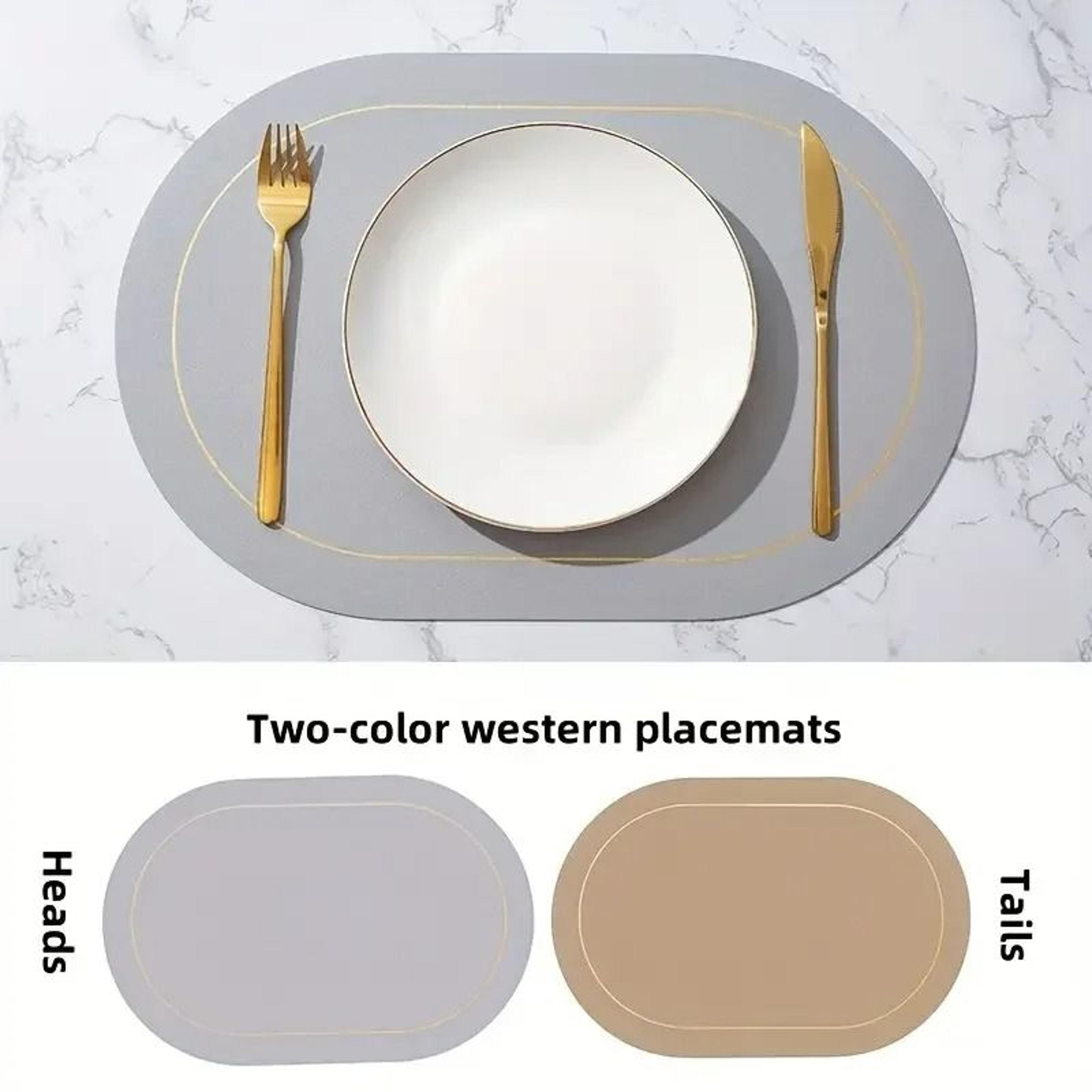 Premium Faux Leather Placemats  Reversible Nordic Style HeatResistant  Wipeable Table Mats 6