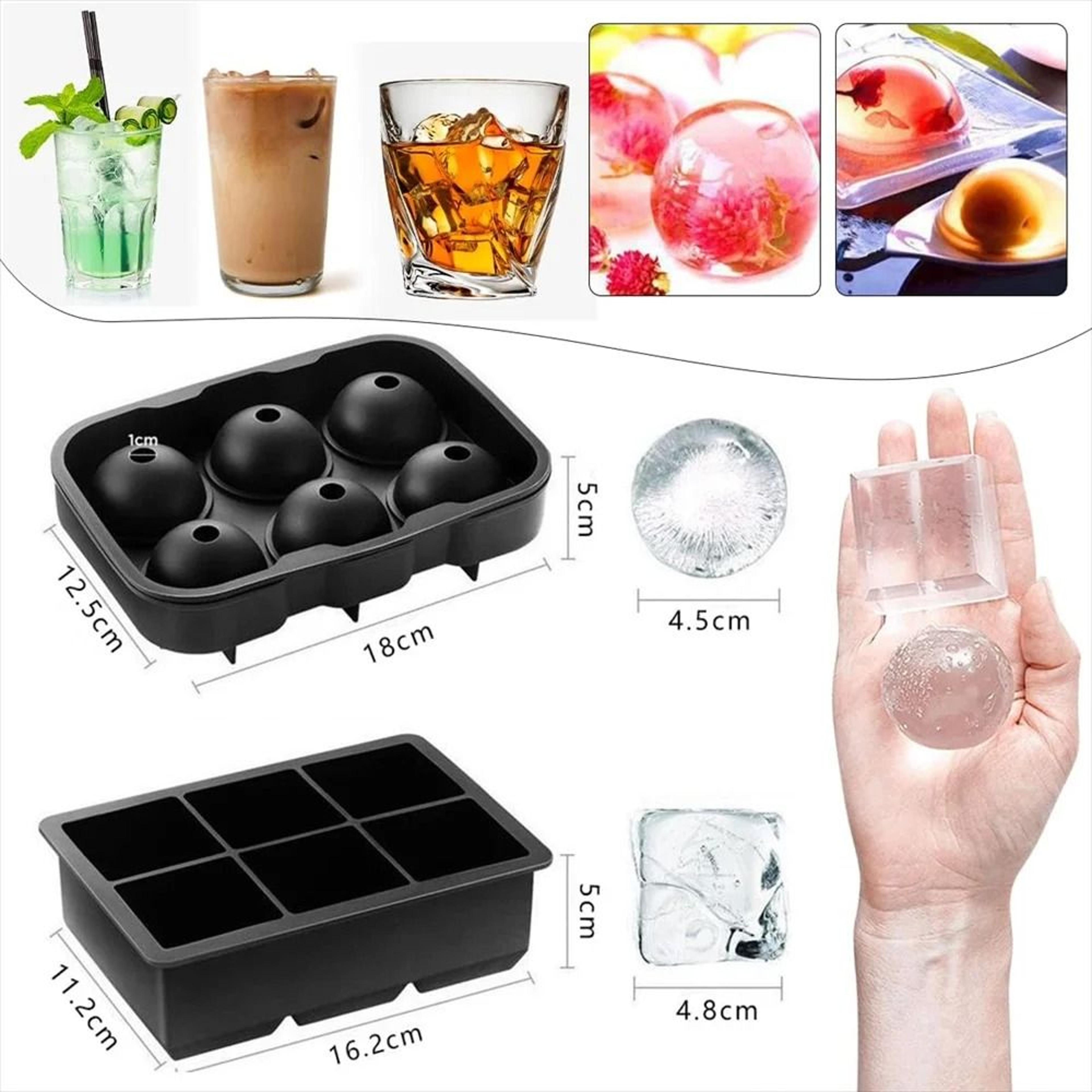 Premium DualStyle Silicone Ice Mold Set  Large Square  Round Sphere Makers For Whiskey  Cocktails 2