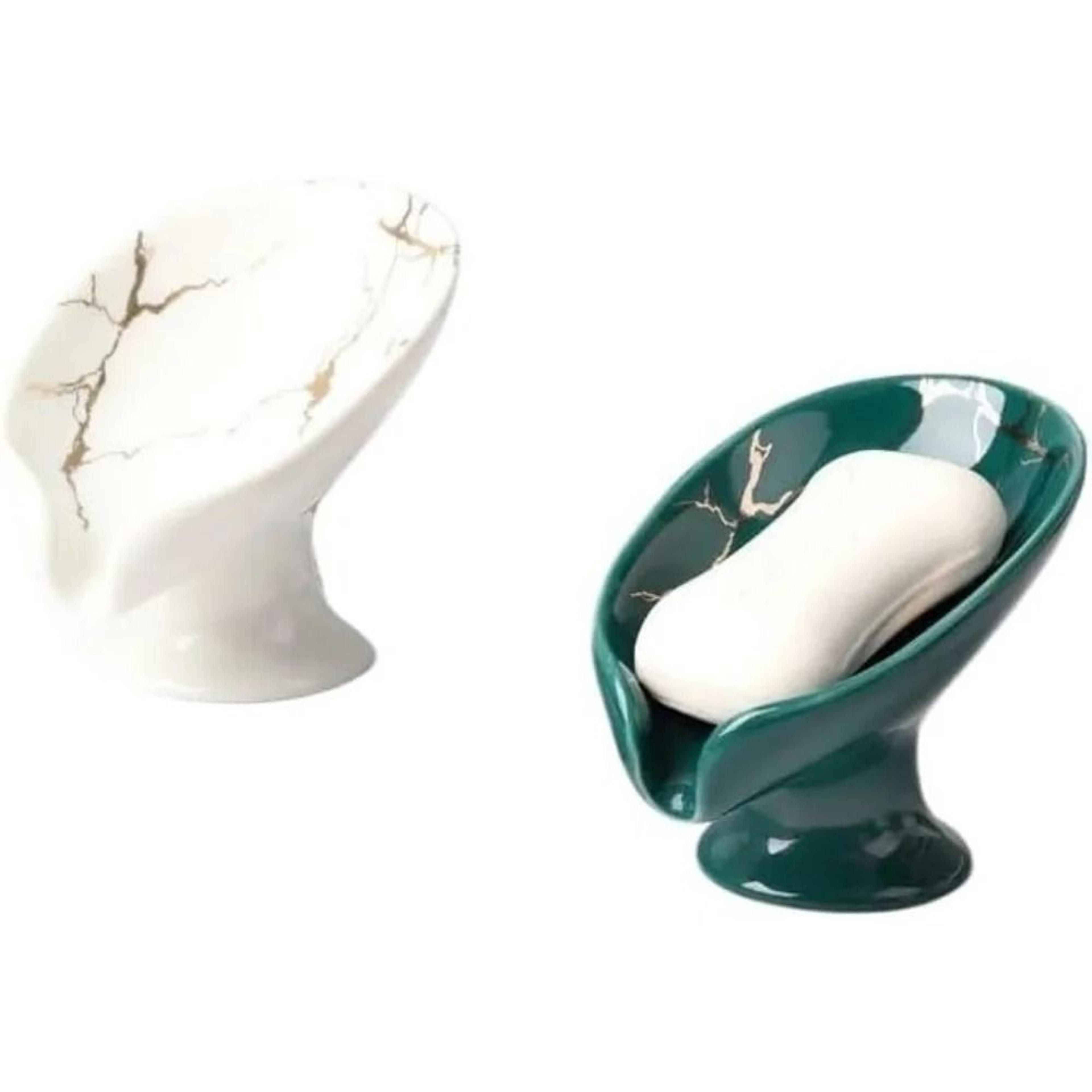 Premium Ceramic Leaf Shape Soap Holder  Elegant Bathroom  Kitchen SelfDraining Dish 0