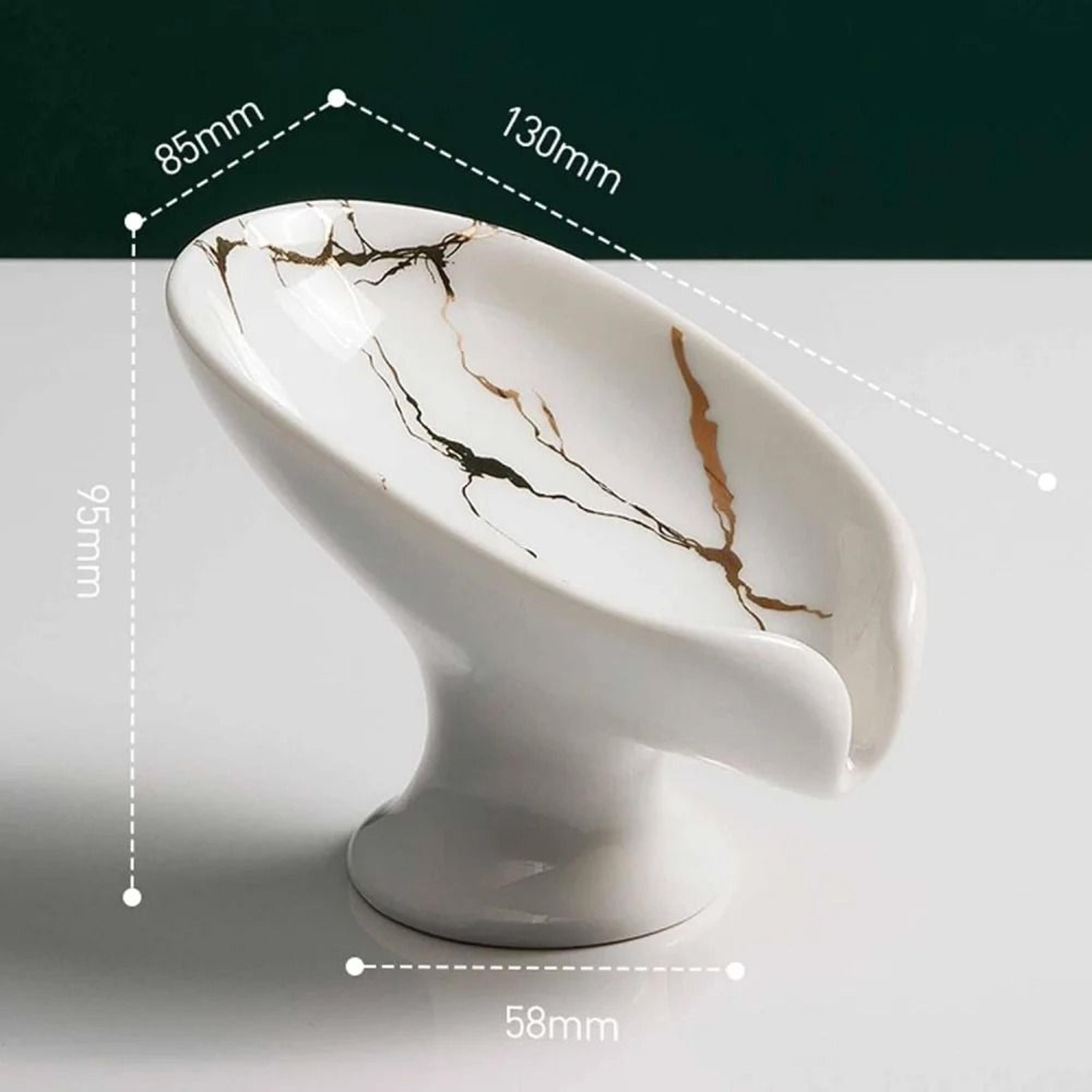 Premium Ceramic Leaf Shape Soap Holder  Elegant Bathroom  Kitchen SelfDraining Dish 1