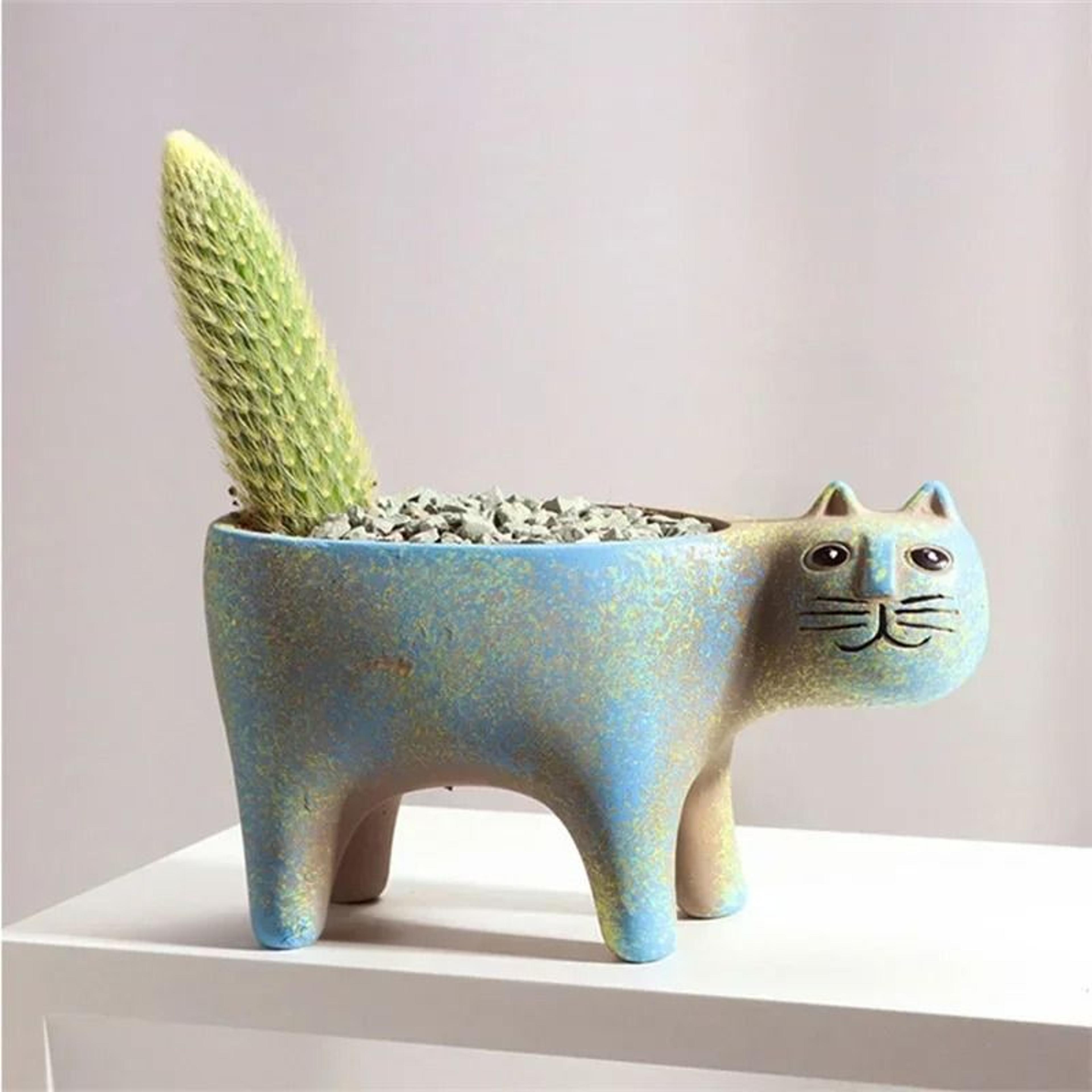 Premium Ceramic Cat Succulent Pot  Cute Cartoon Animal Planter For Indoor Home Decor 2