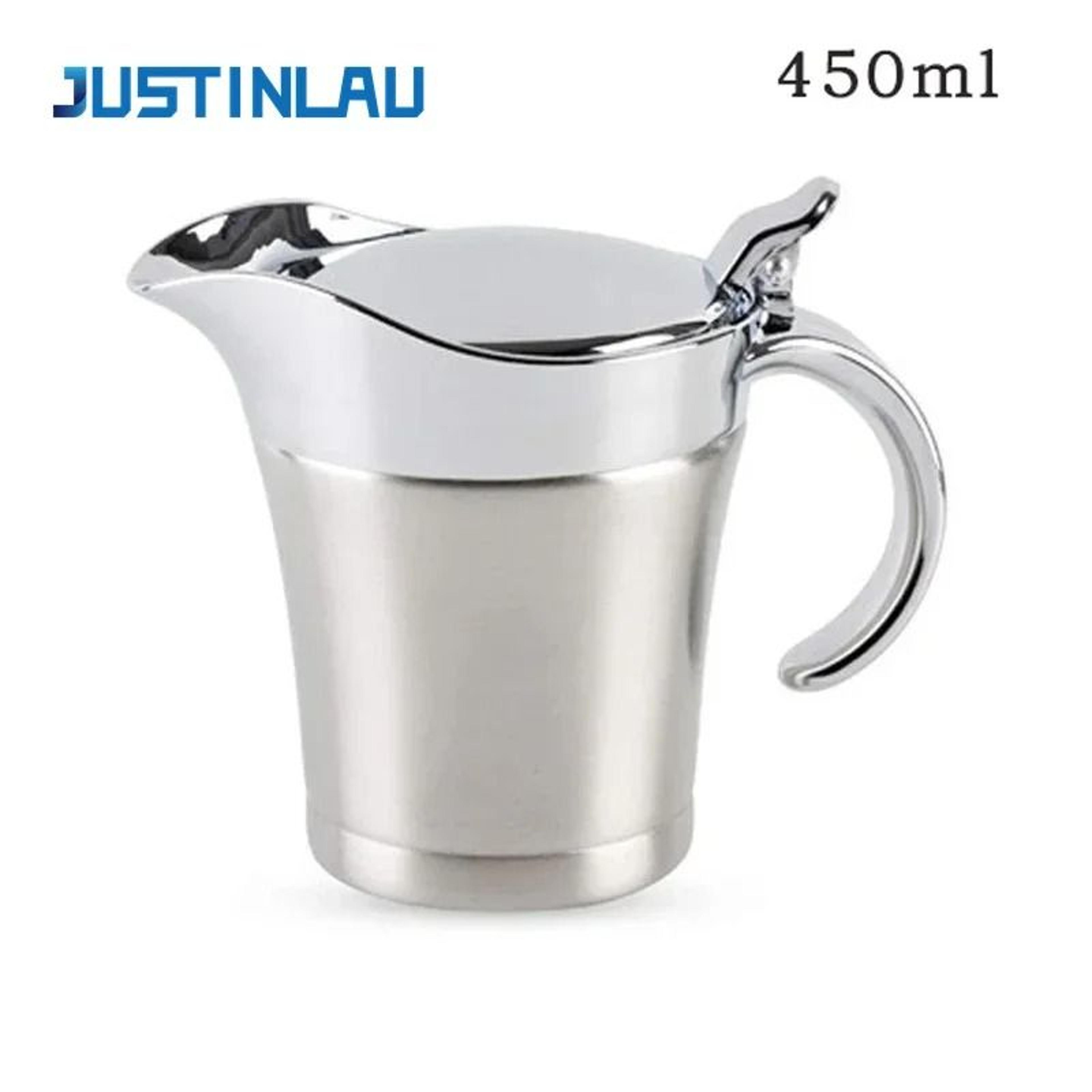 Premium DoubleInsulated Stainless Steel Gravy Jug  Thermal Sauce Pot With Hinged Lid 6