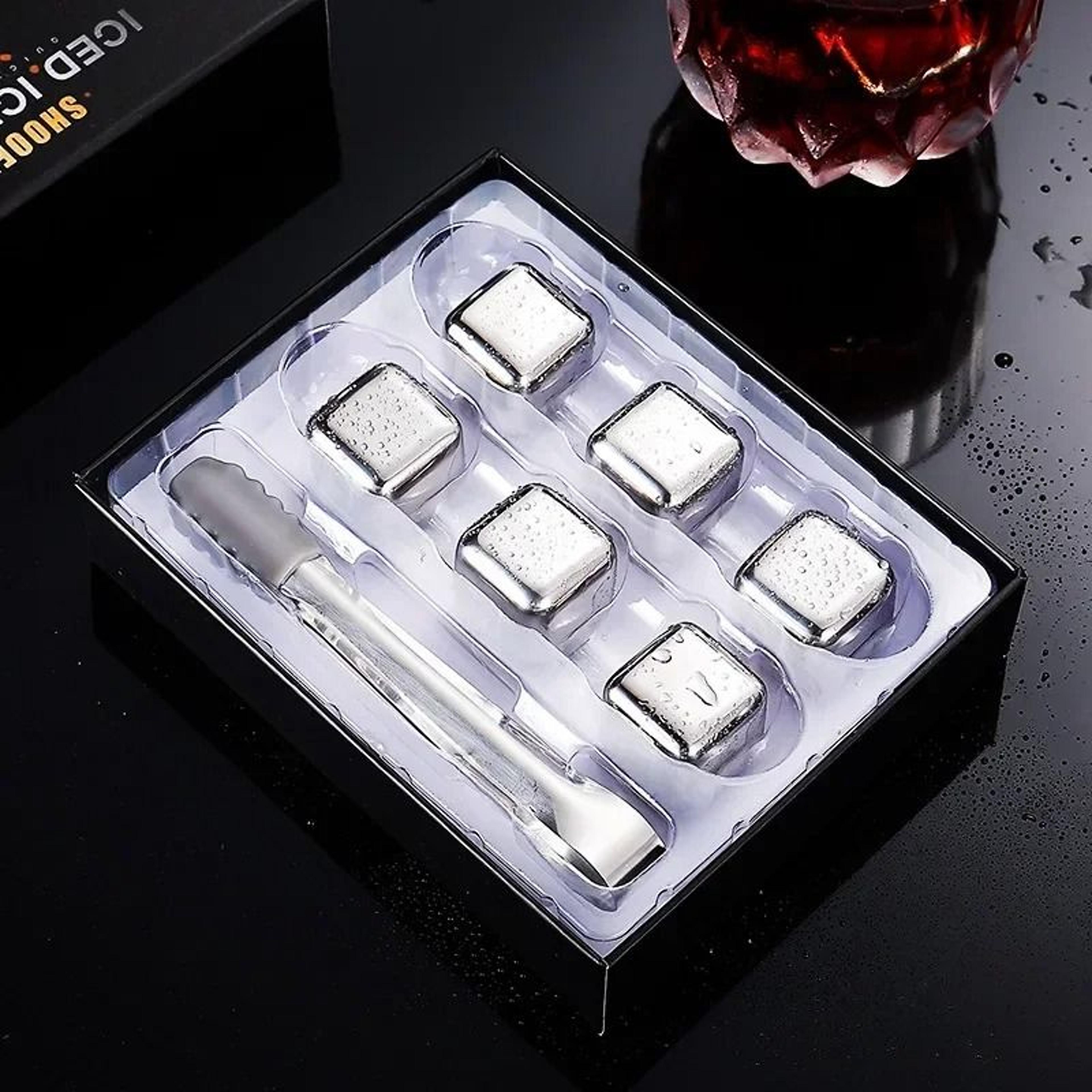Premium 6Piece Stainless Steel Ice Block Set  Reusable Chilling Stones For Whiskey  Wine 0