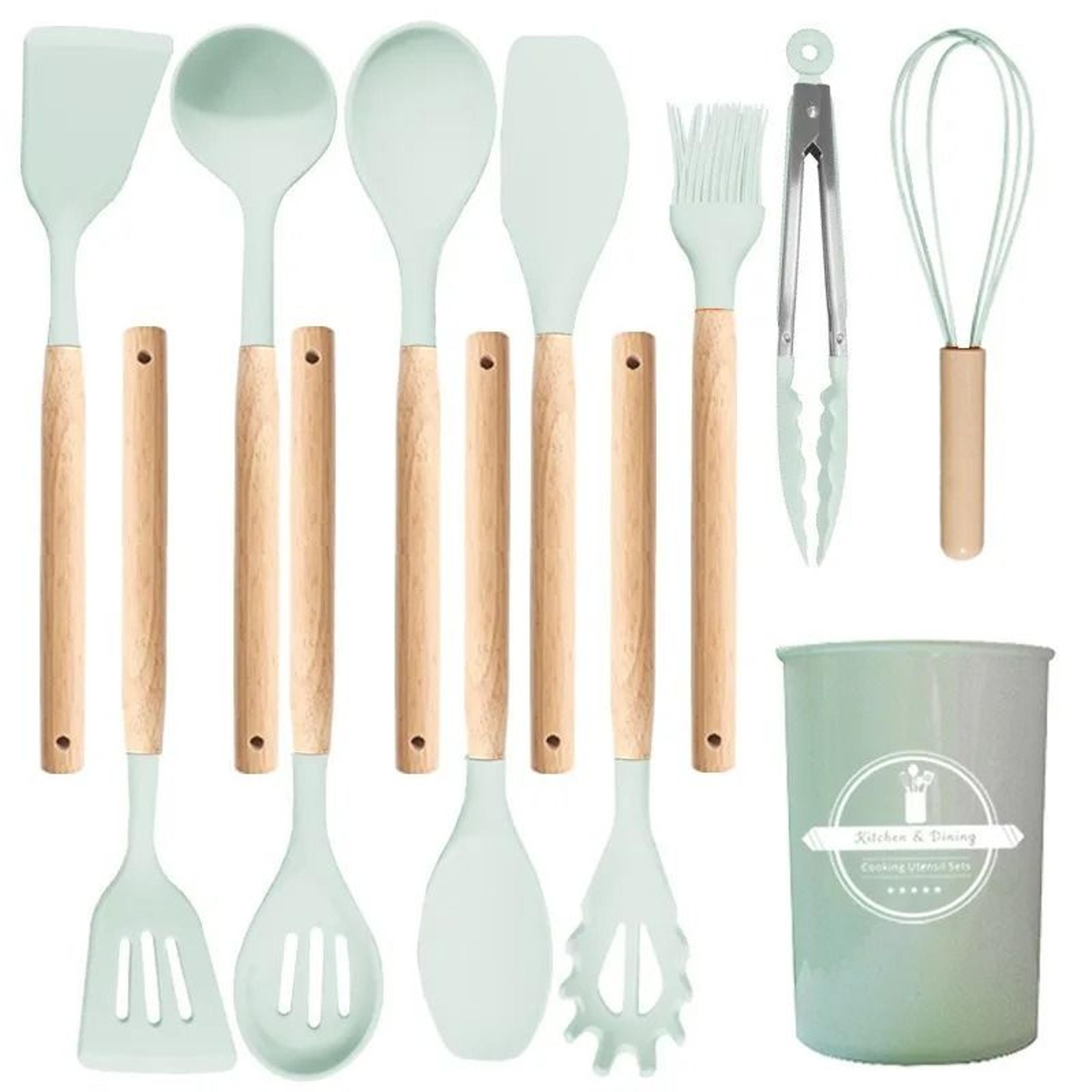 JUSTINLAU 12Piece Premium Silicone Kitchen Utensils Set  NonStick HeatResistant Baking Tools 12