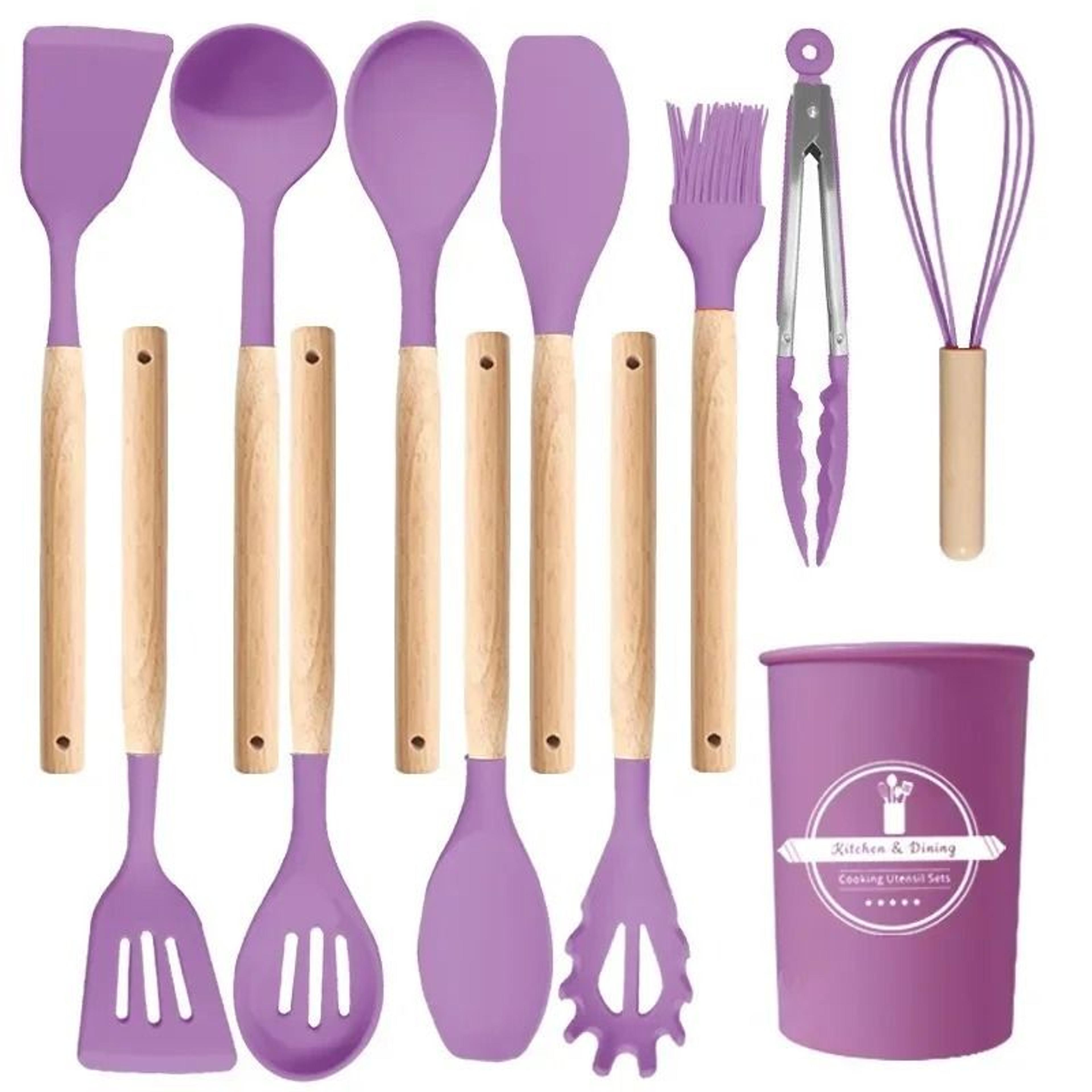 JUSTINLAU 12Piece Premium Silicone Kitchen Utensils Set  NonStick HeatResistant Baking Tools 14