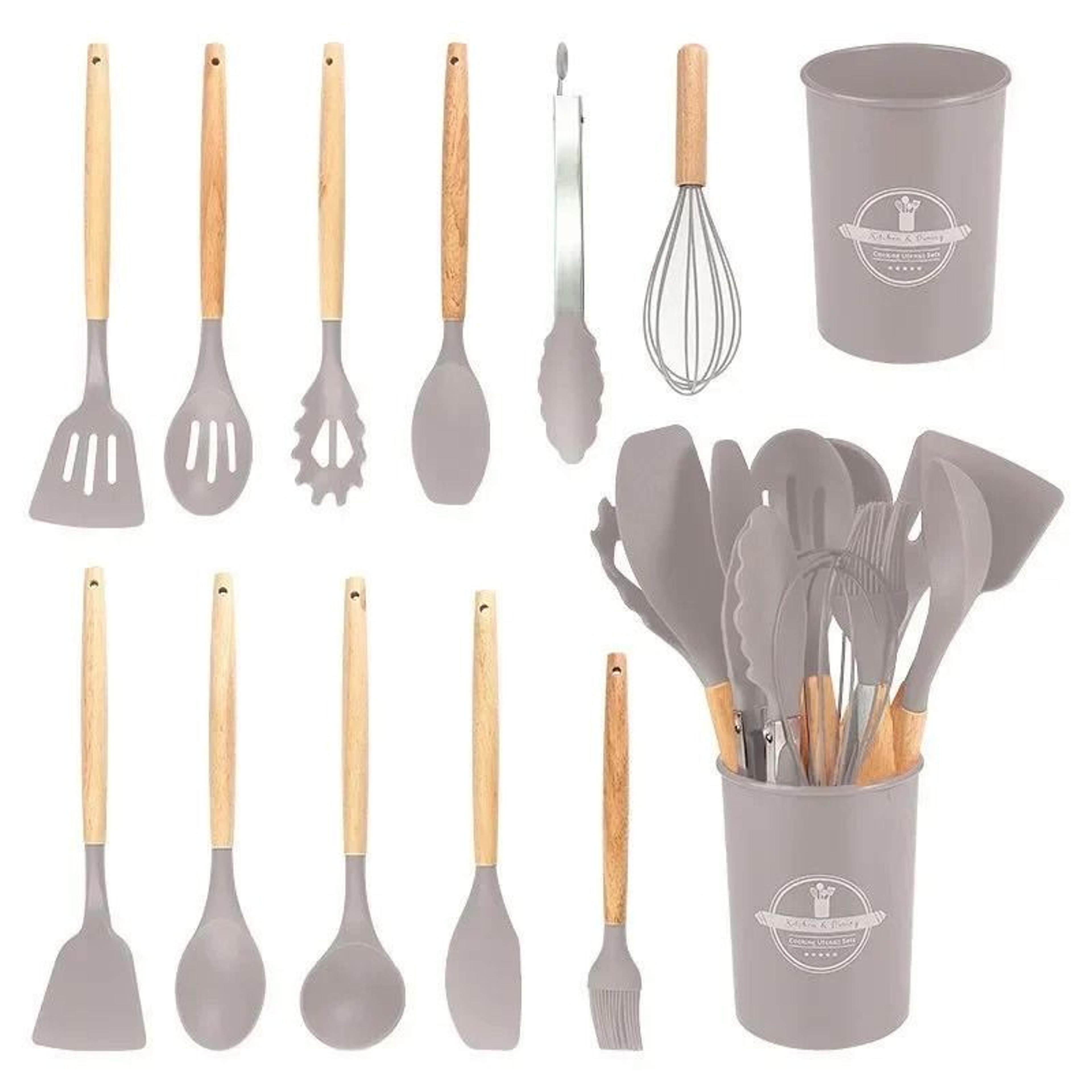 JUSTINLAU 12Piece Premium Silicone Kitchen Utensils Set  NonStick HeatResistant Baking Tools 15