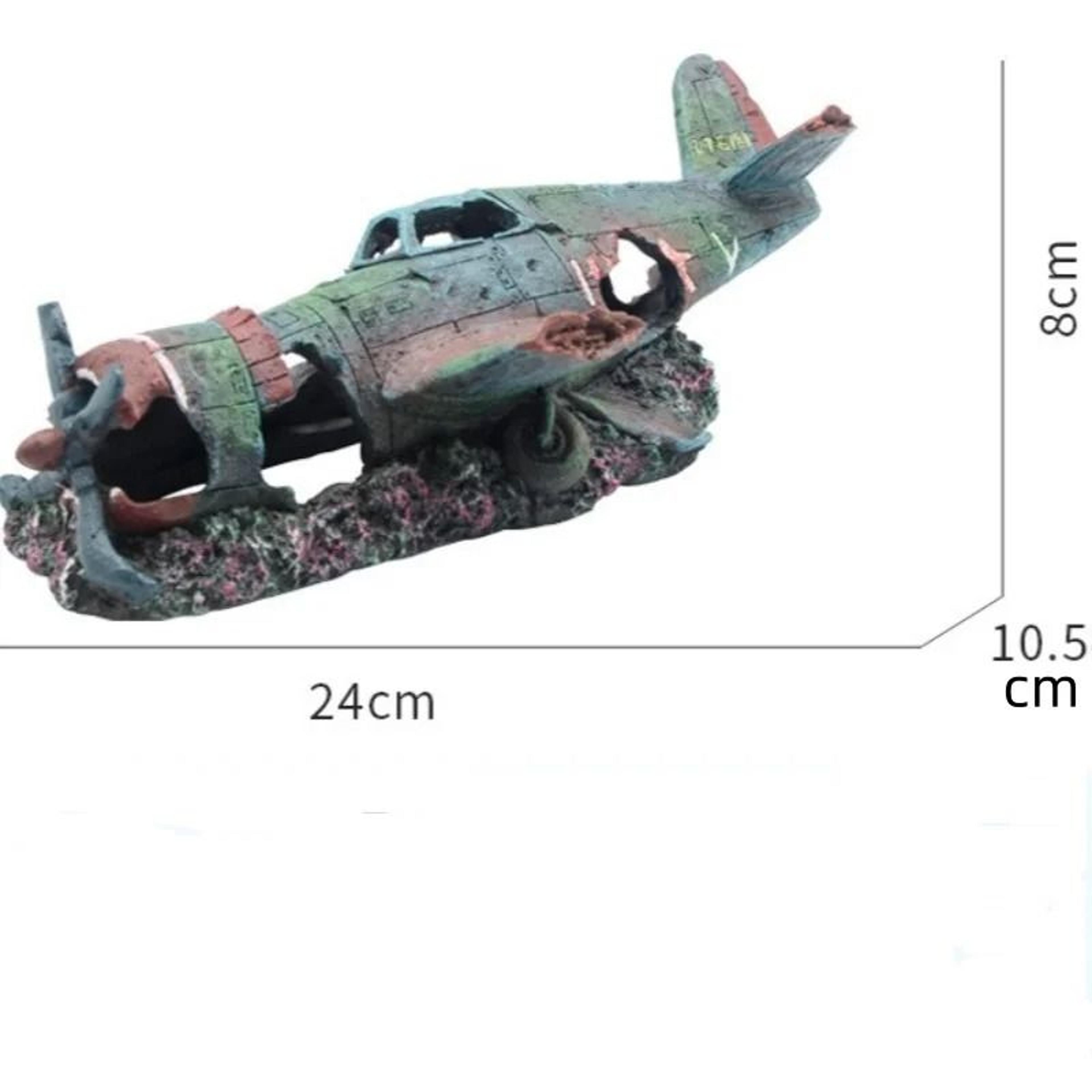 Artificial Plane Wreckage Aquarium Ornament  Resin Shelter House For Fish Tank Landscaping 5