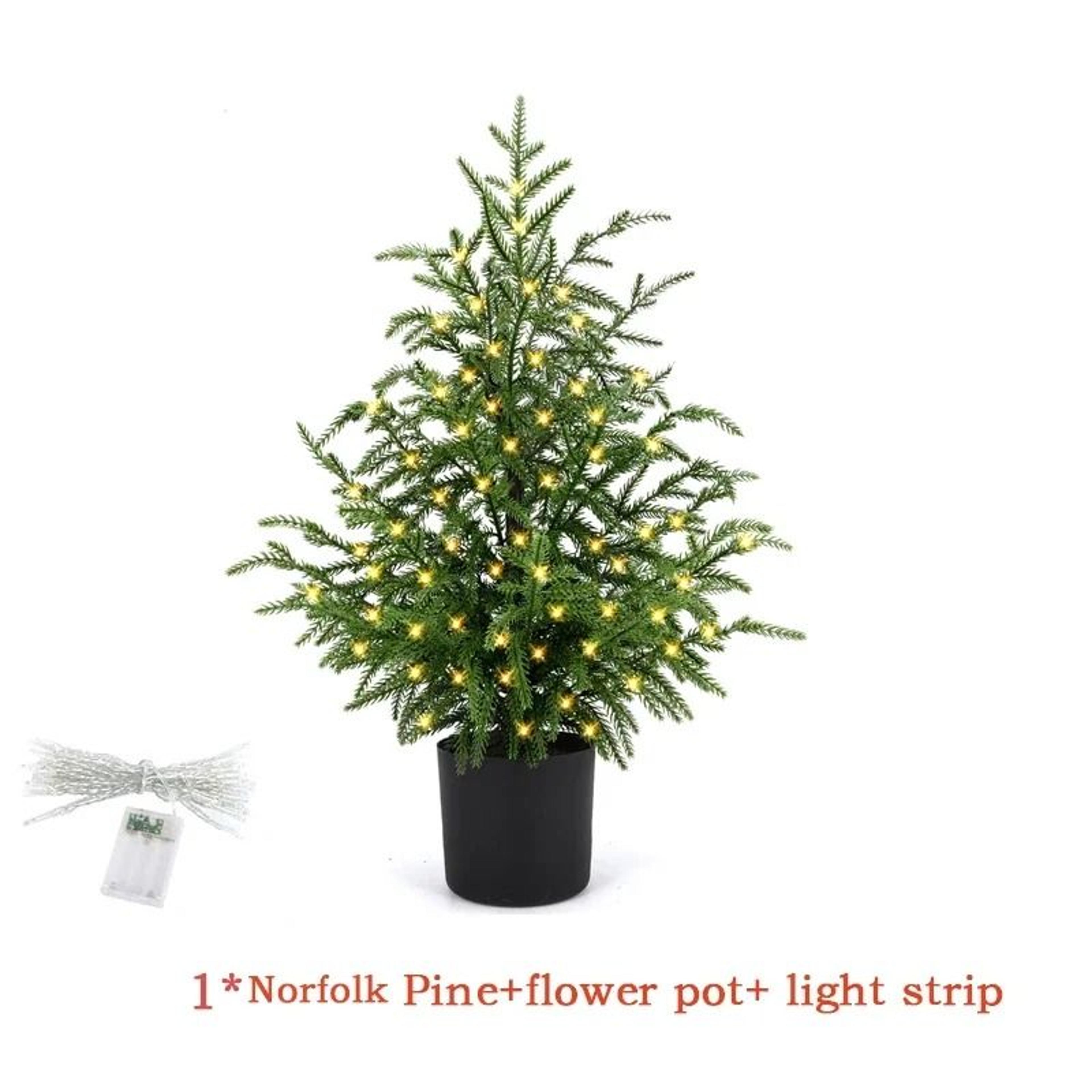 JUSTINLAU 2FT Artificial Norfolk Pine Cypress Tree  Potted Tabletop Faux Holiday Decor 10