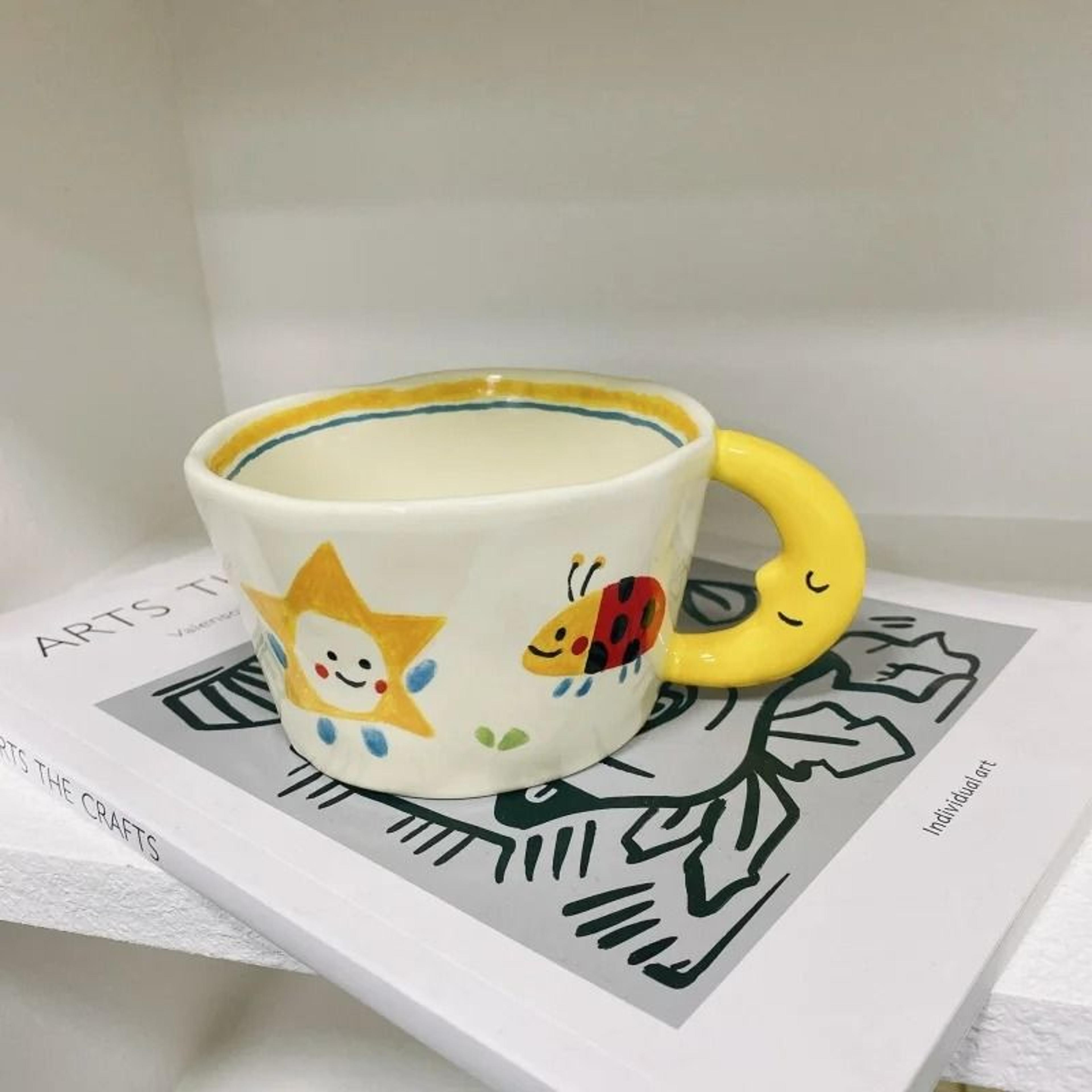 300ML Korean Style HandPainted Ceramic Mug  Personalized Birthday Gift Couple Cup 2