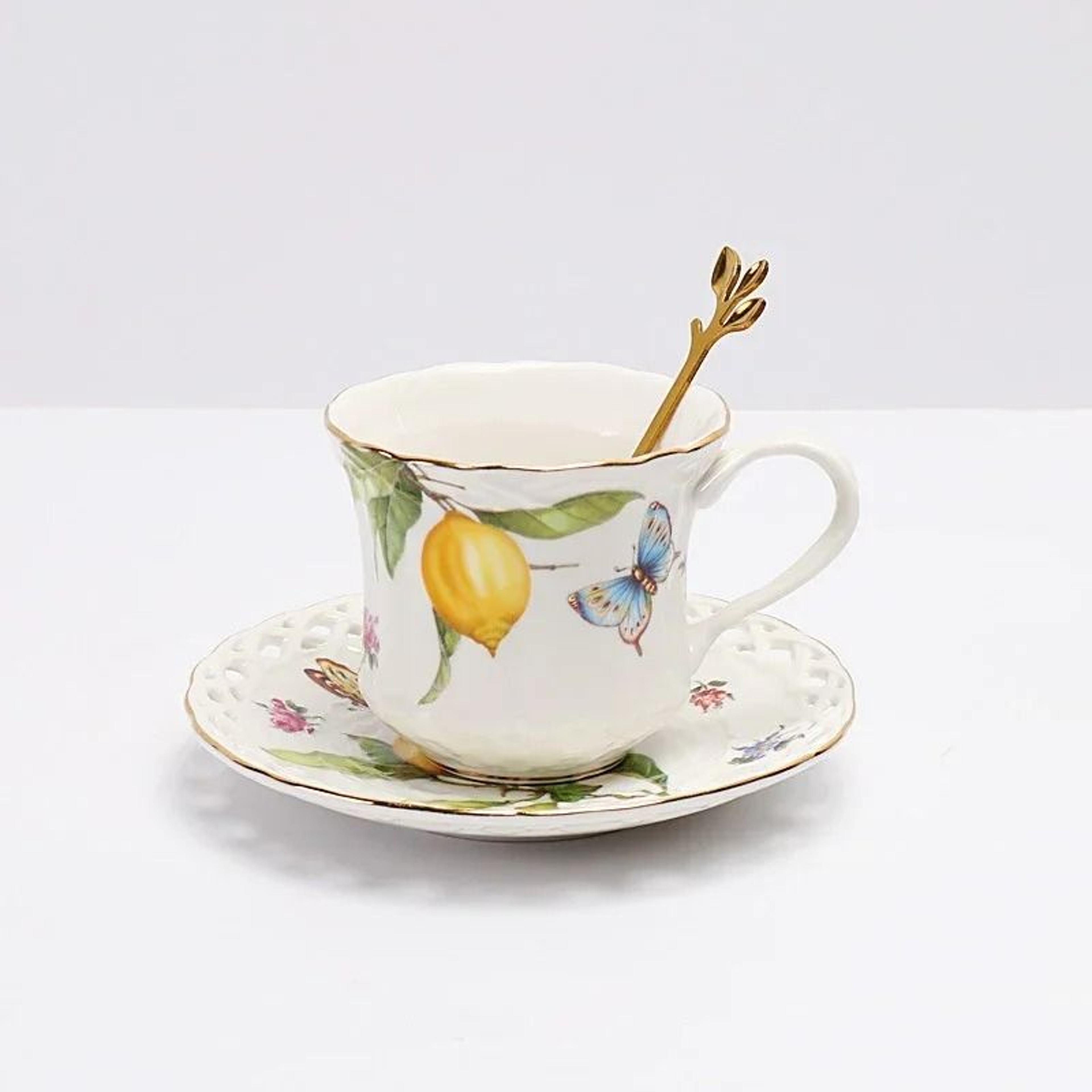 European Style Lemon Pattern Ceramic Dining Set  Elegant Dinner Steak  Dessert Plates 13