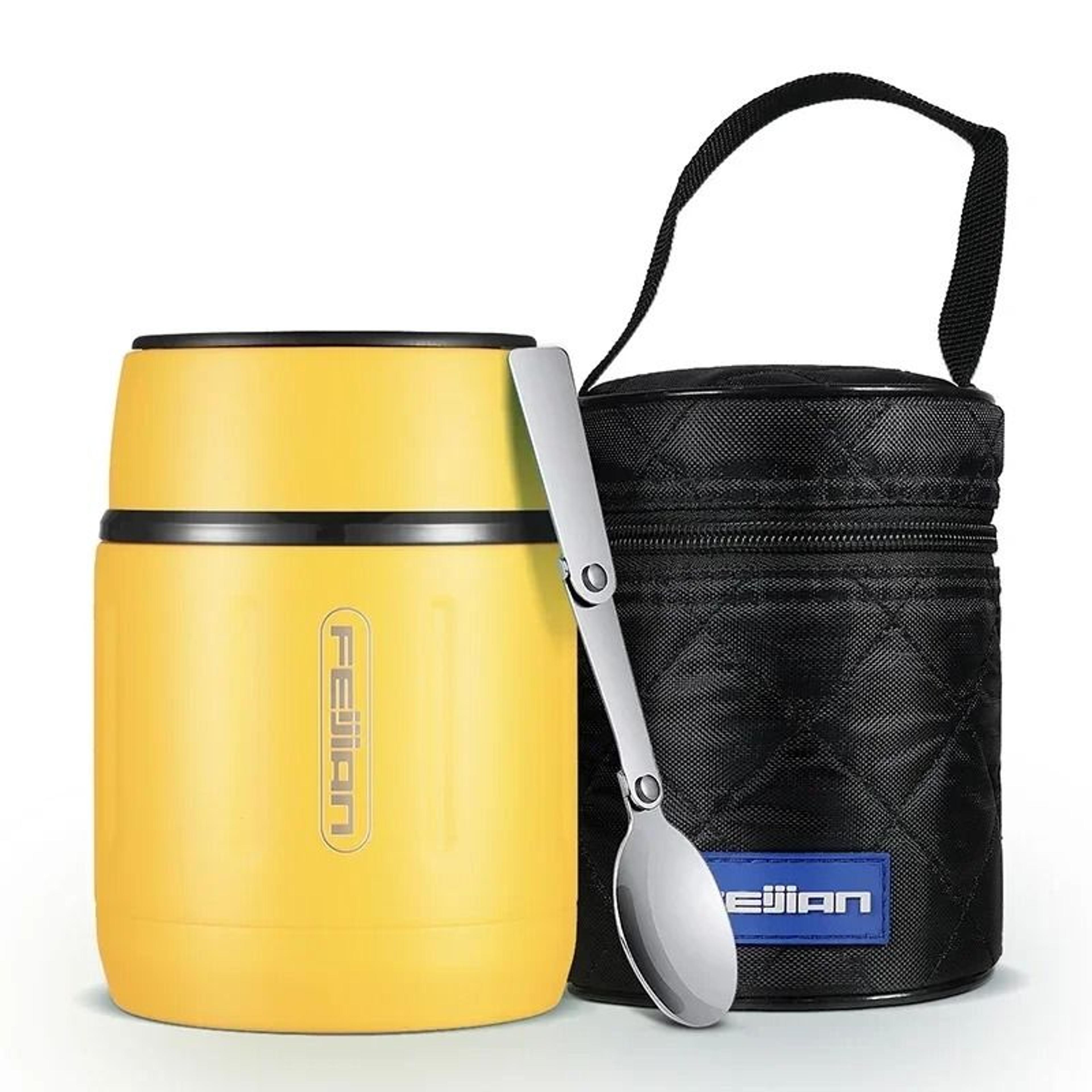 FEIJIAN 500ml Portable Vacuum Insulated Food Jar  Premium 316 Stainless Steel Lunch Box With Spoon 0