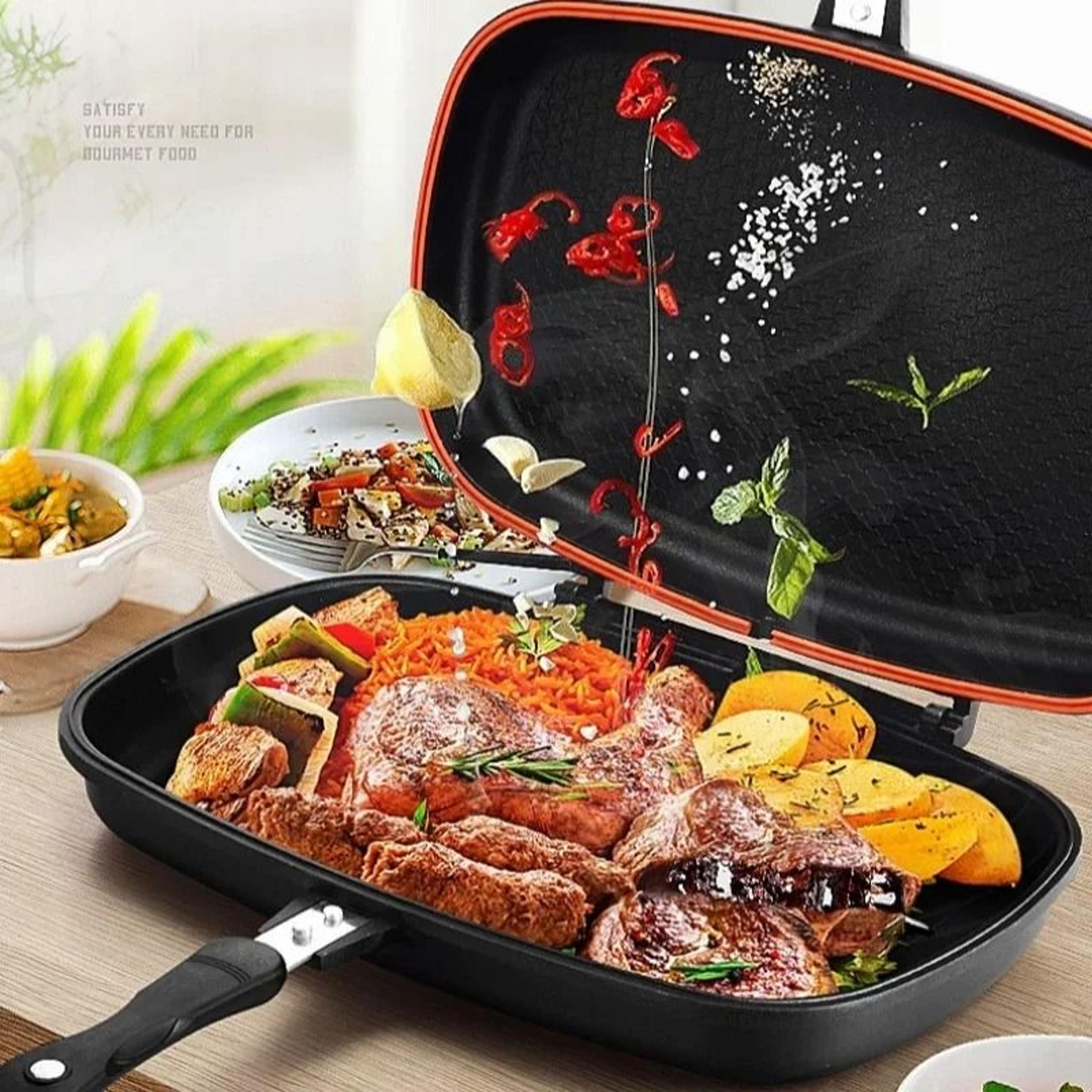 Giyoca DoubleSided Barbecue Baking Pan  NonStick Al DieCasting Frying Pan For Steak  Camping 2