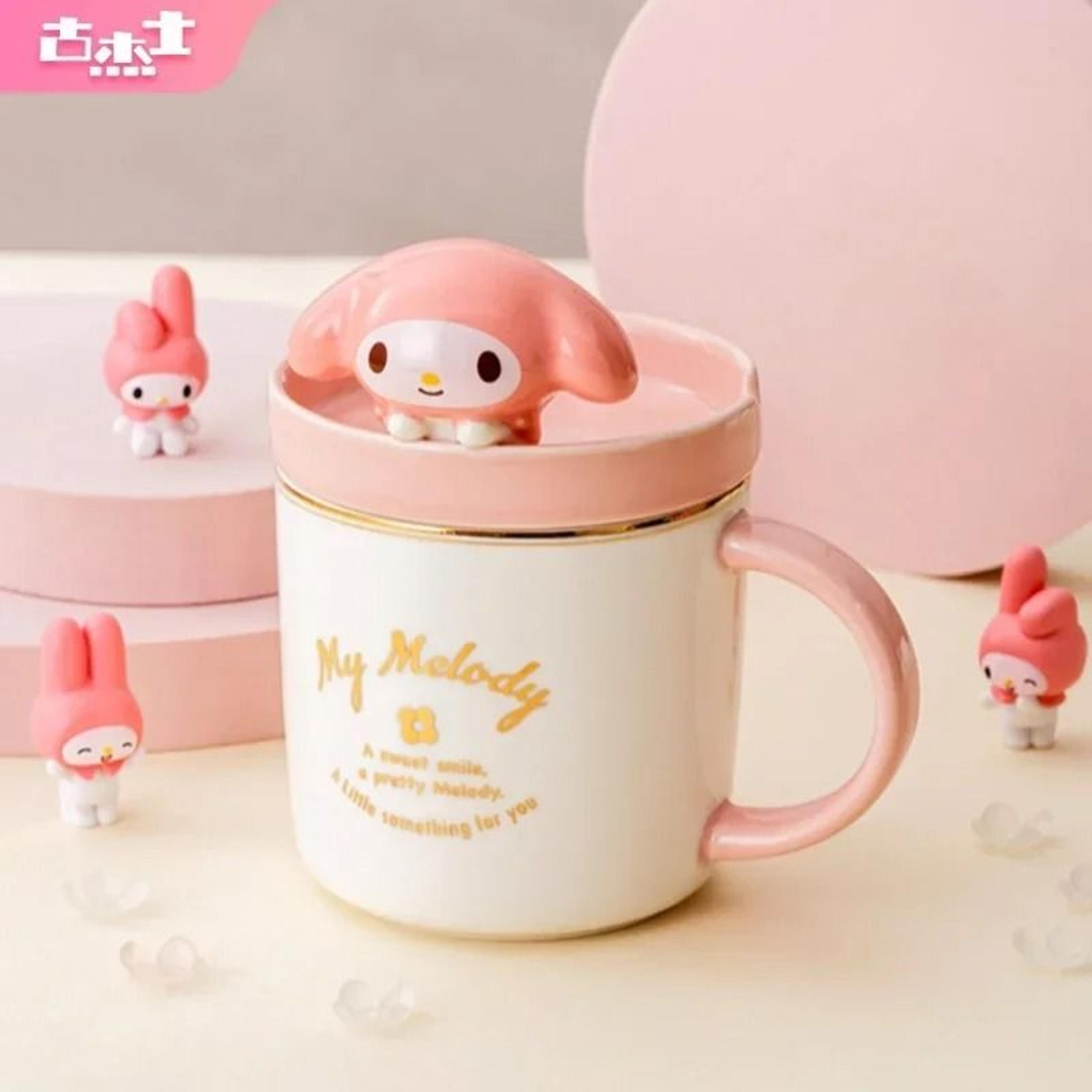 Sanrio 3D Doll Lid Ceramic Mug  Cute Hello Kitty My Melody  Cinnamoroll 320ml Coffee Cup 1