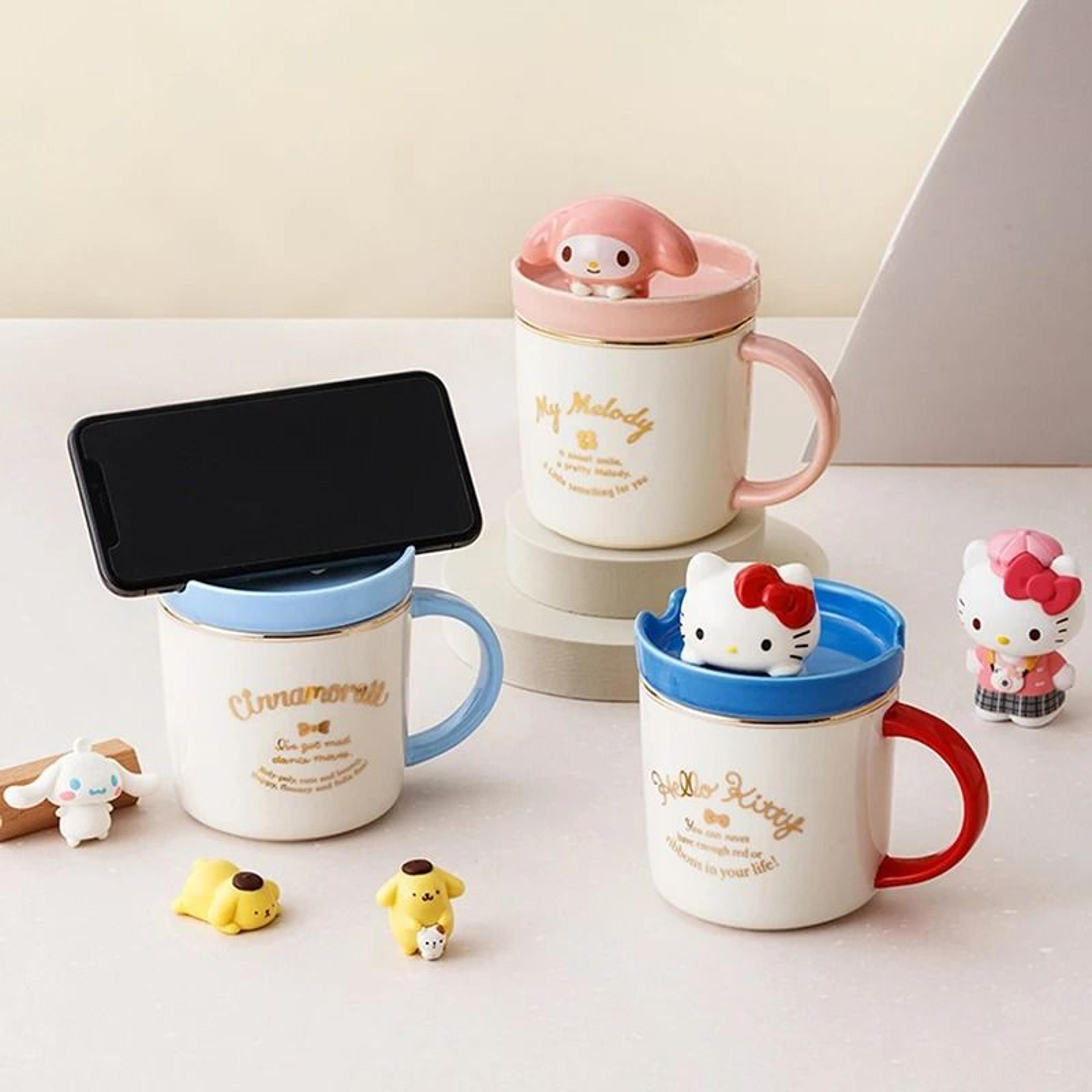 Sanrio 3D Doll Lid Ceramic Mug  Cute Hello Kitty My Melody  Cinnamoroll 320ml Coffee Cup 2