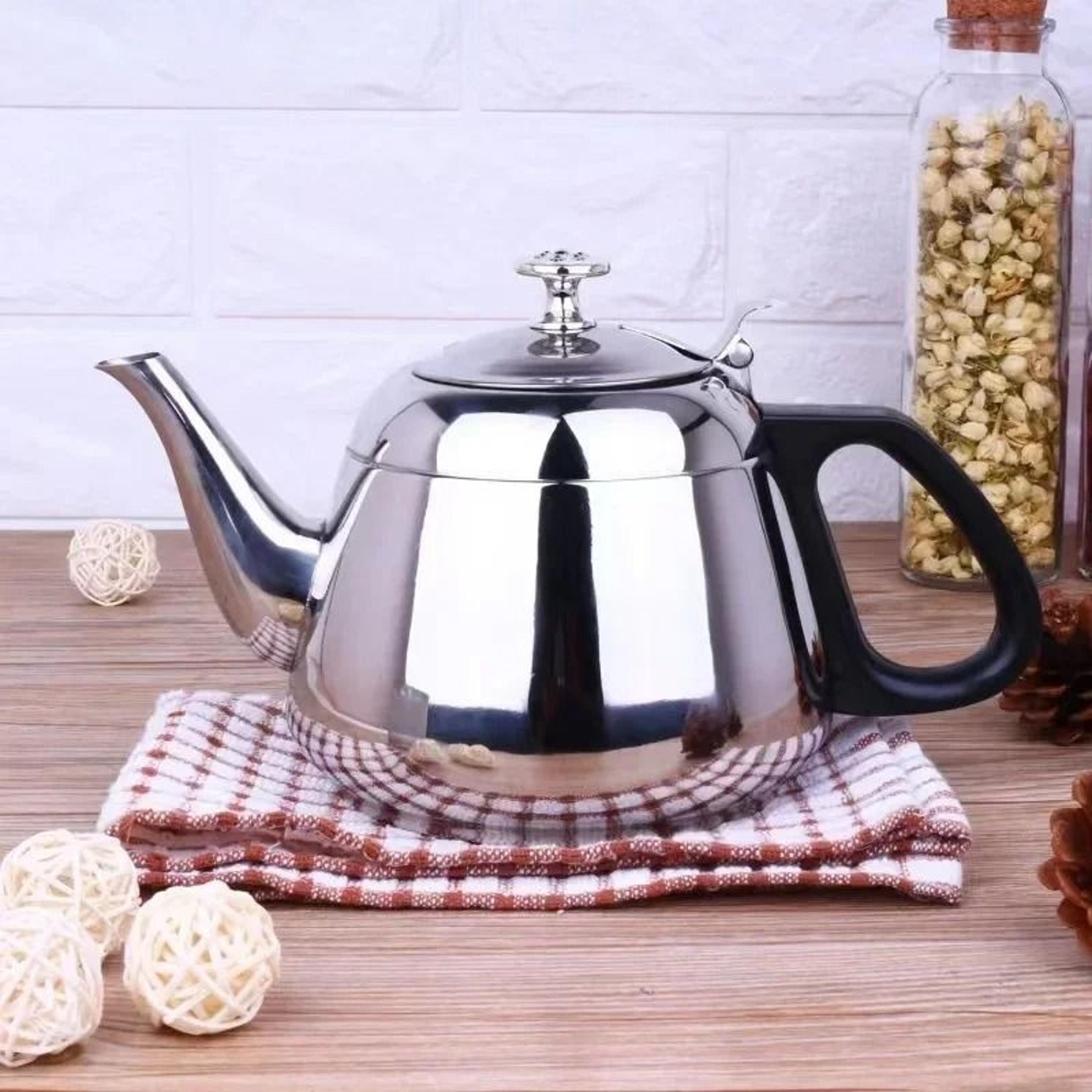 Stainless Steel Teapot  Hot Water Kettle  Metal Coffee Pot With Tea Strainer 0