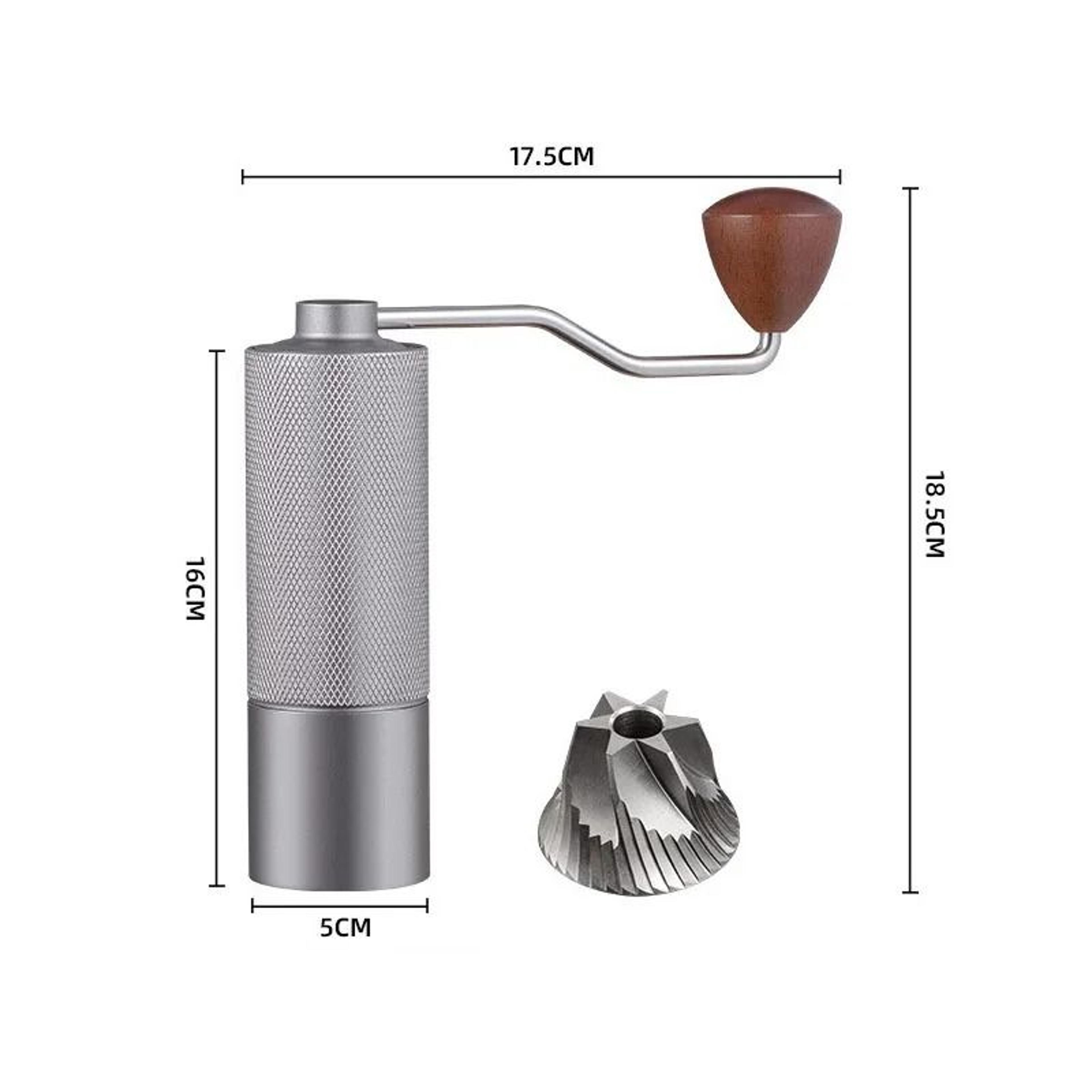 Adjustable Manual Coffee Bean Grinder  Diamond Texture CNC Stainless Steel Core Double Bearing 7