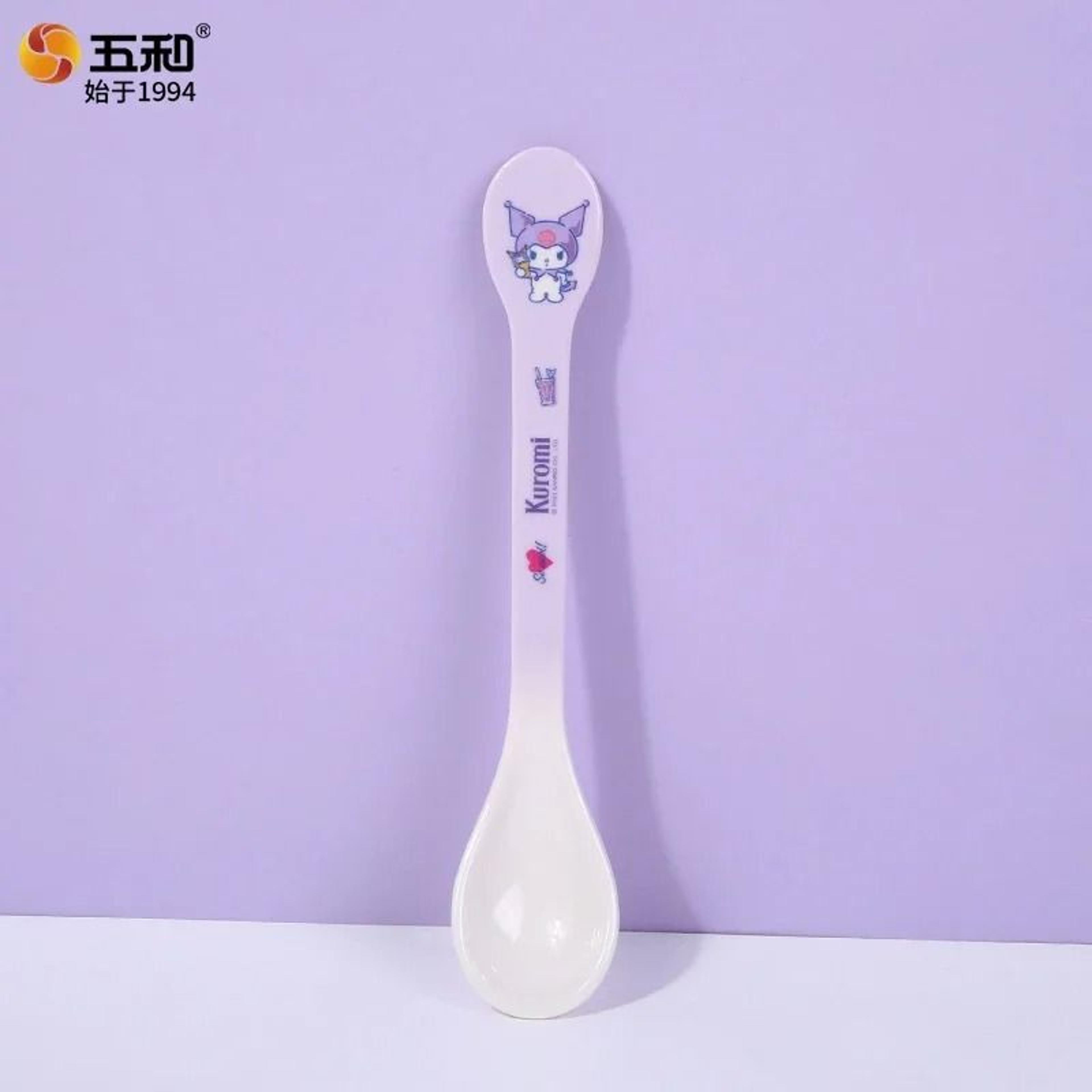 Sanrio Kuromi Cartoon Divided Plate Set  Cute Kids AntiFall Tableware 6