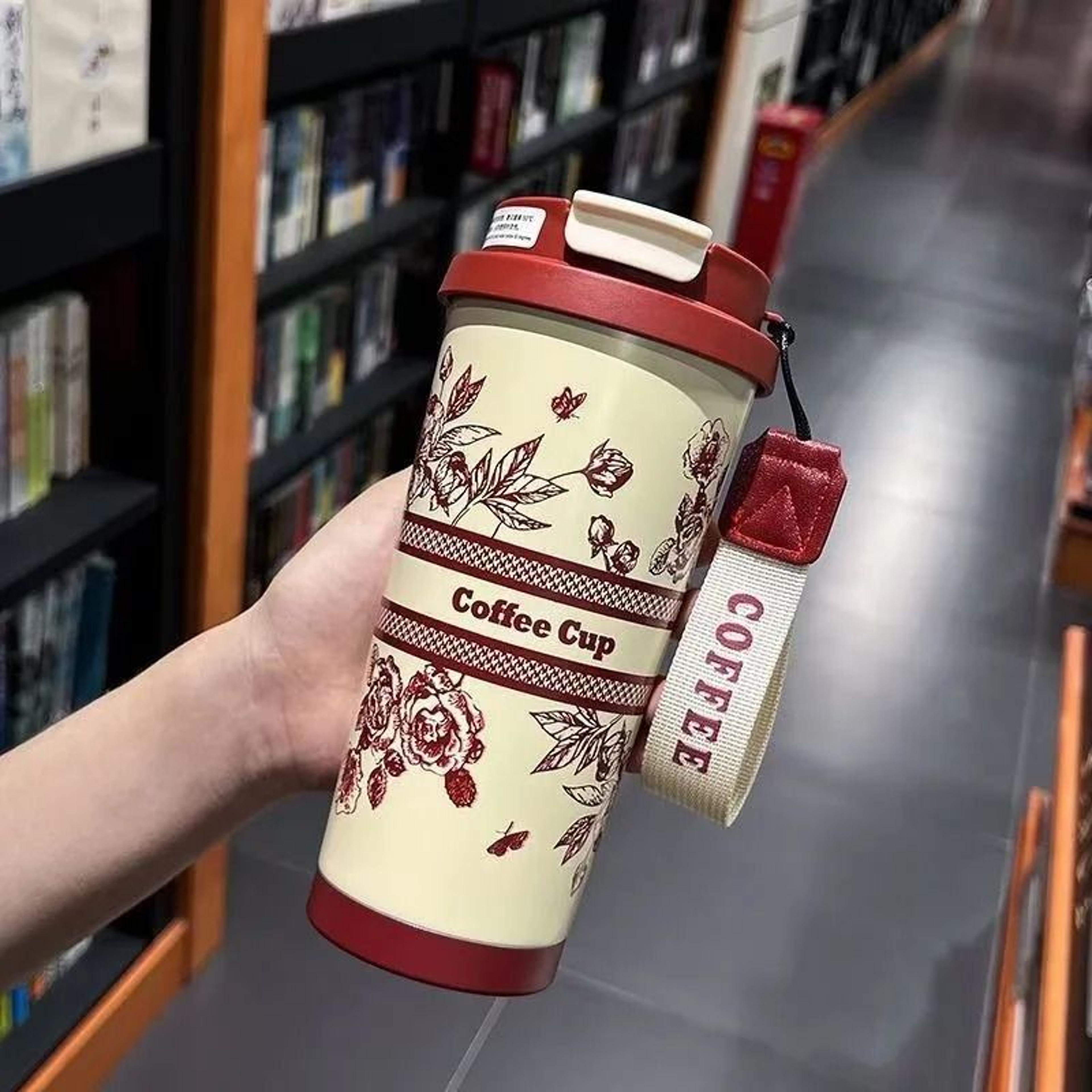 500ml Flower Pattern Insulated Coffee Cup  Stainless Steel DoubleWall Vacuum Travel Mug 11