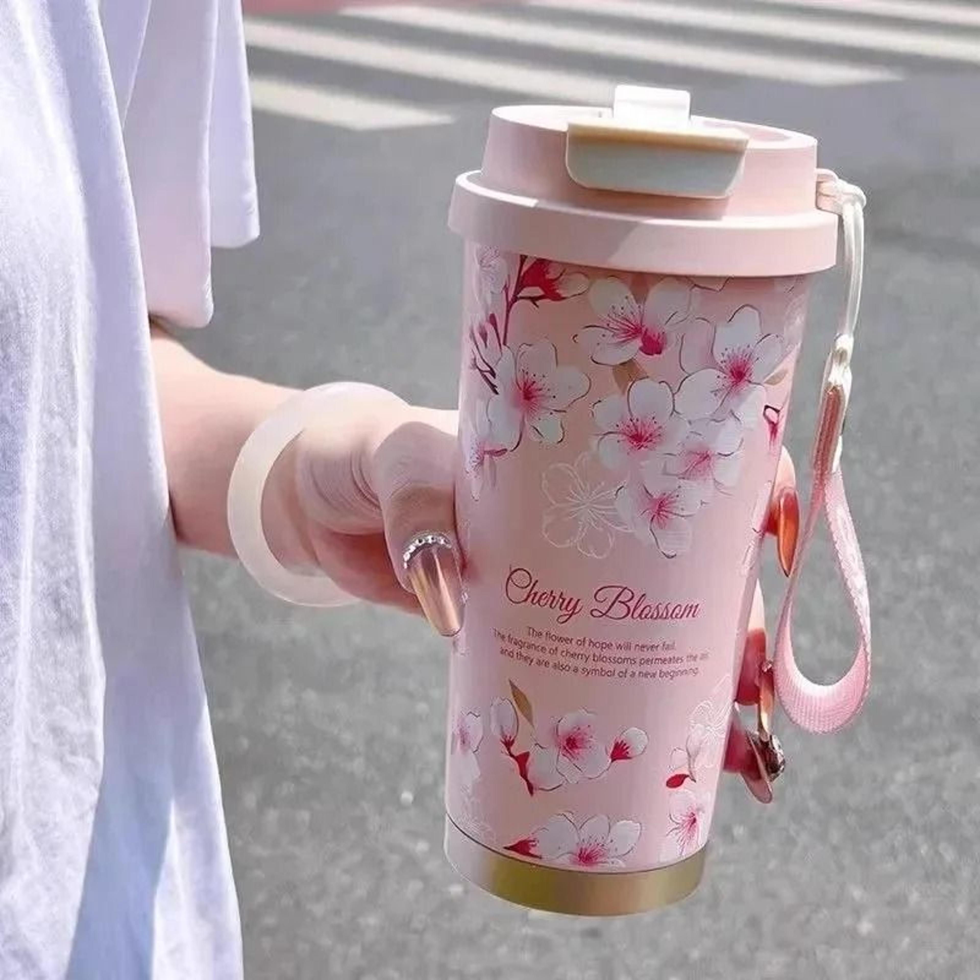 500ml Flower Pattern Insulated Coffee Cup  Stainless Steel DoubleWall Vacuum Travel Mug 6