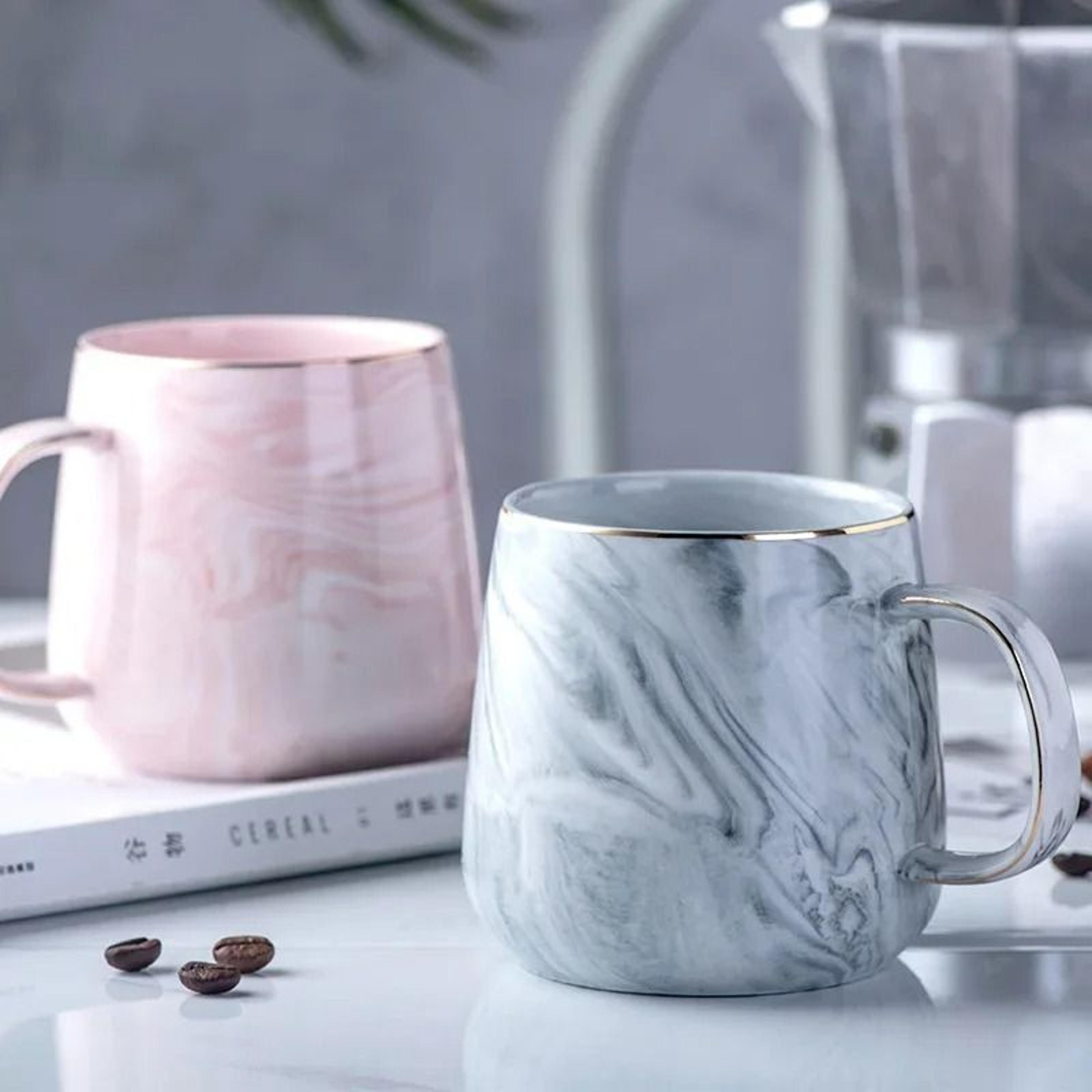 Nordic Ins Style Marble Ceramic Mug  Elegant Gold Rim Coffee  Oatmeal Breakfast Cup 1
