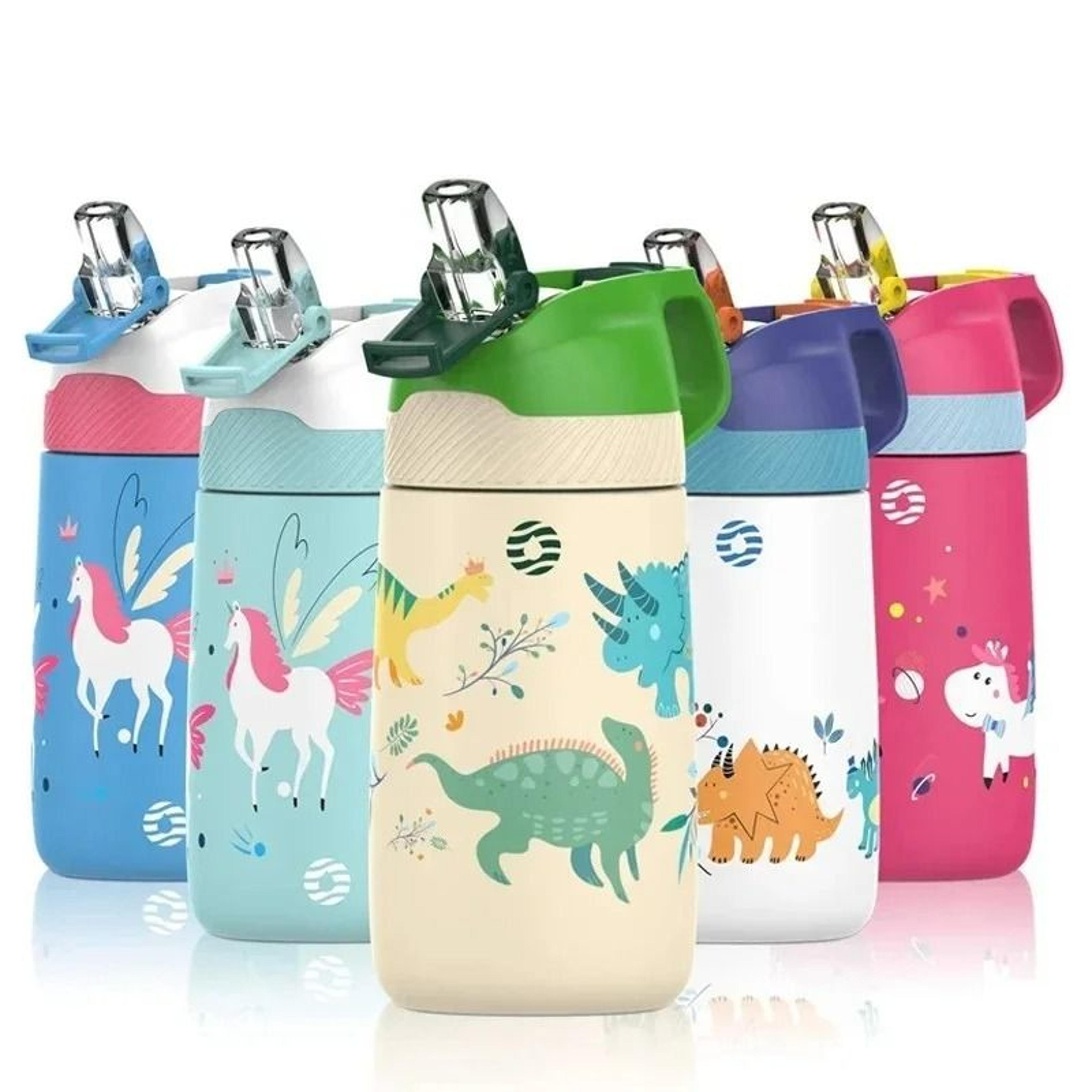 Cartoon Pattern Portable Kids Water Bottle  350ml Stainless Steel Thermo Cup For Travel 0