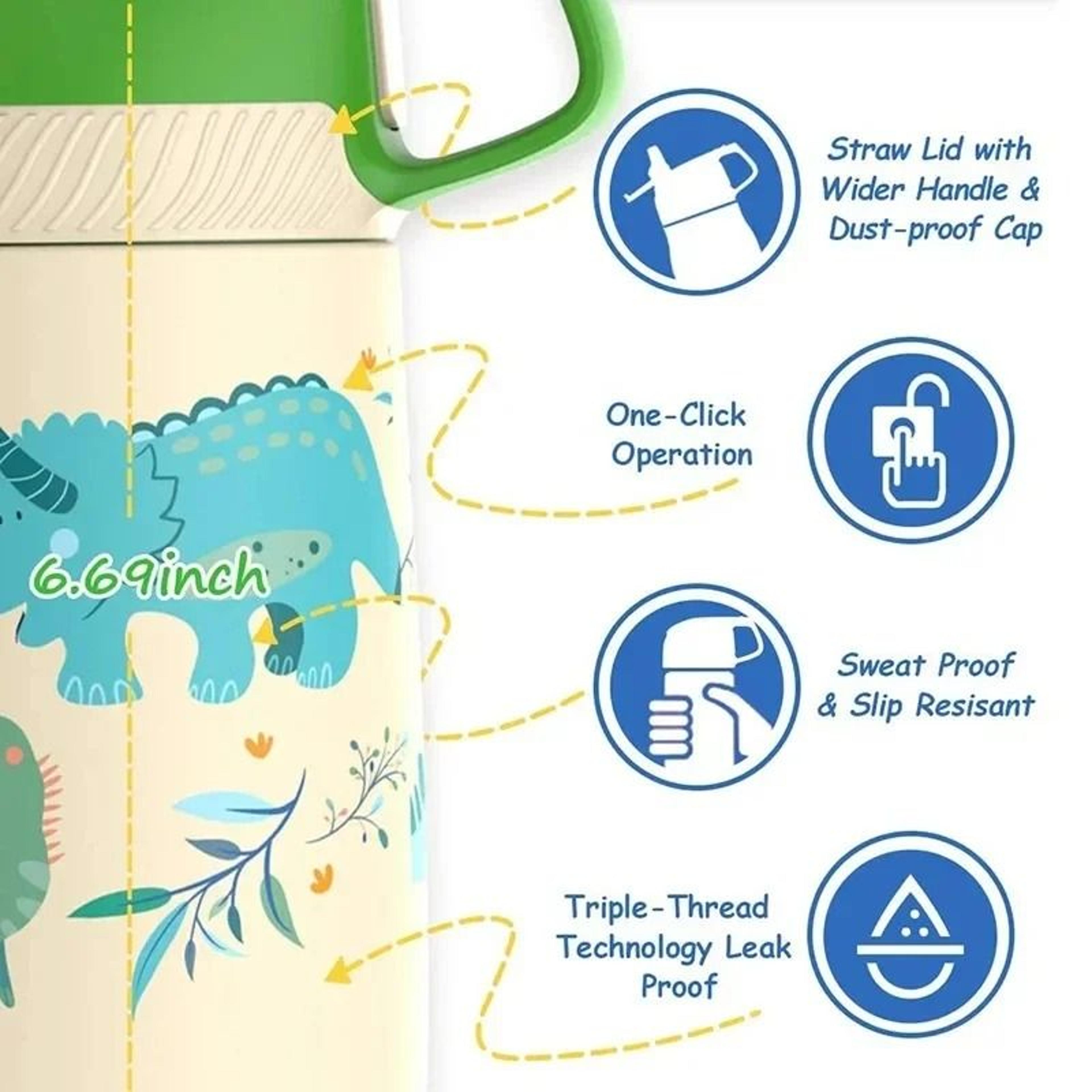 Cartoon Pattern Portable Kids Water Bottle  350ml Stainless Steel Thermo Cup For Travel 2