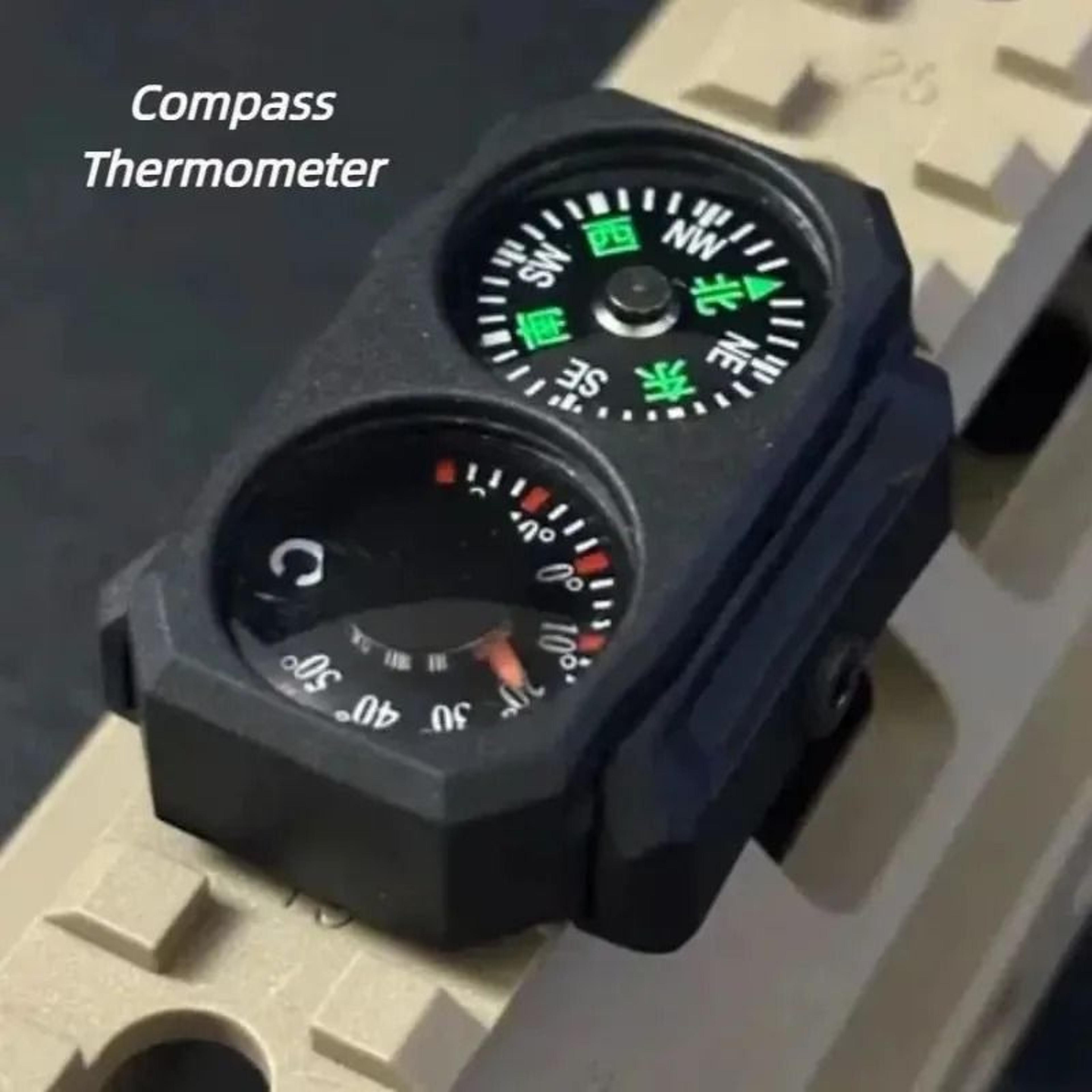 Outdoor Tactical Mini Universal Compass  Thermometer  20mm Precision Rail Tool 0