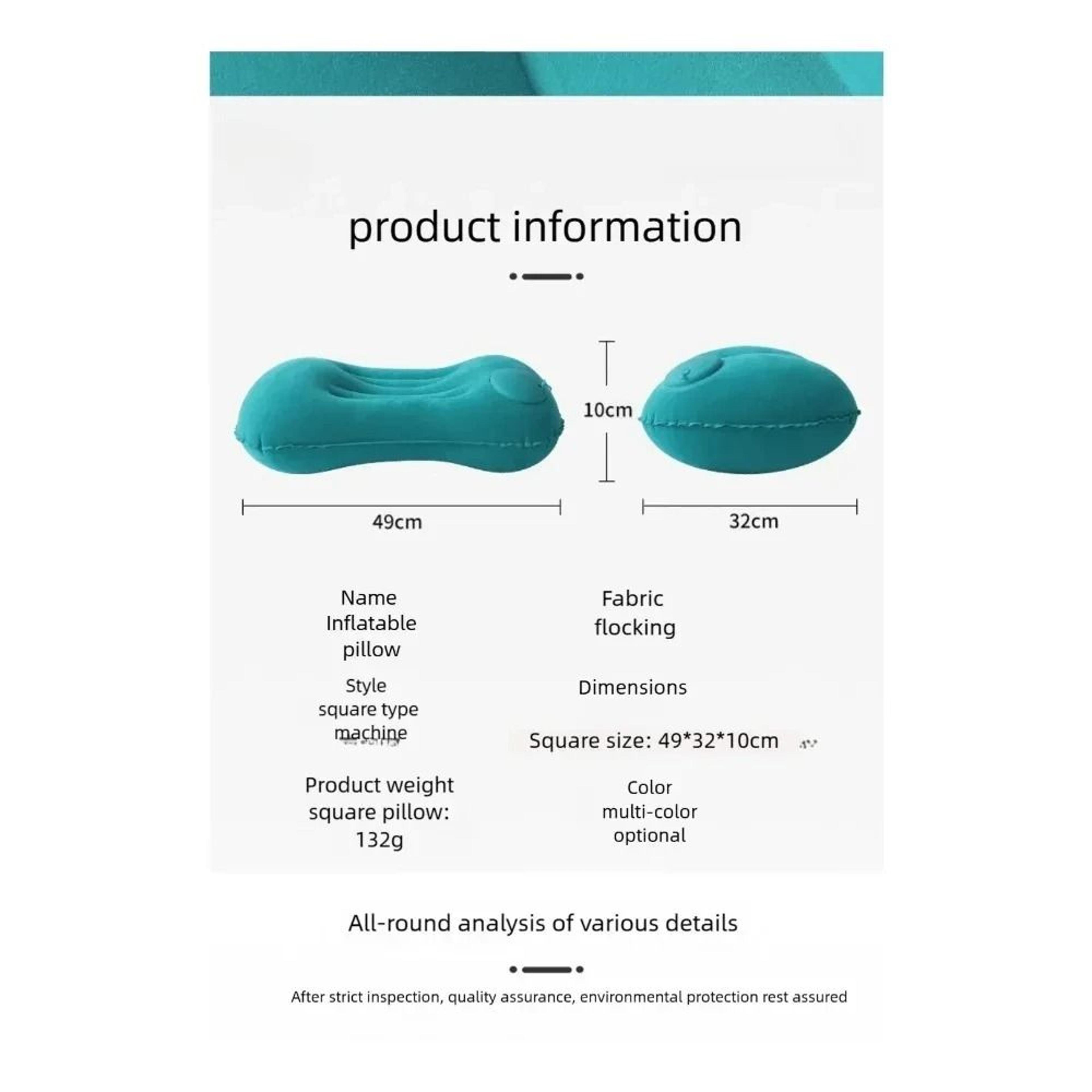 Portable Inflatable Camping Pillow  Ultra Soft Flocking Travel Pillow For Neck  Lumbar Support 4