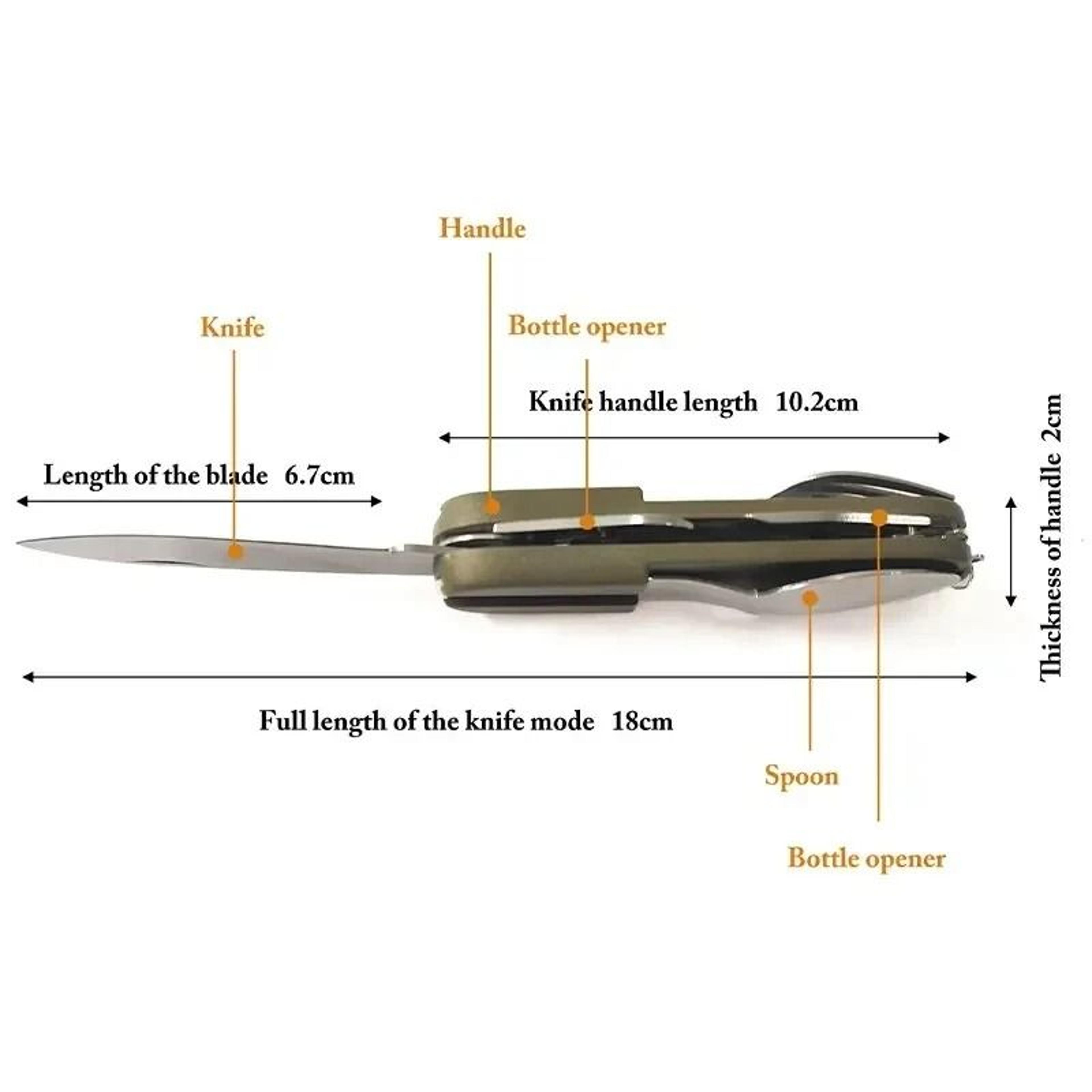 Stainless Steel 7in1 Camping Cutlery Set  Foldable Multifunctional Outdoor Tableware 5