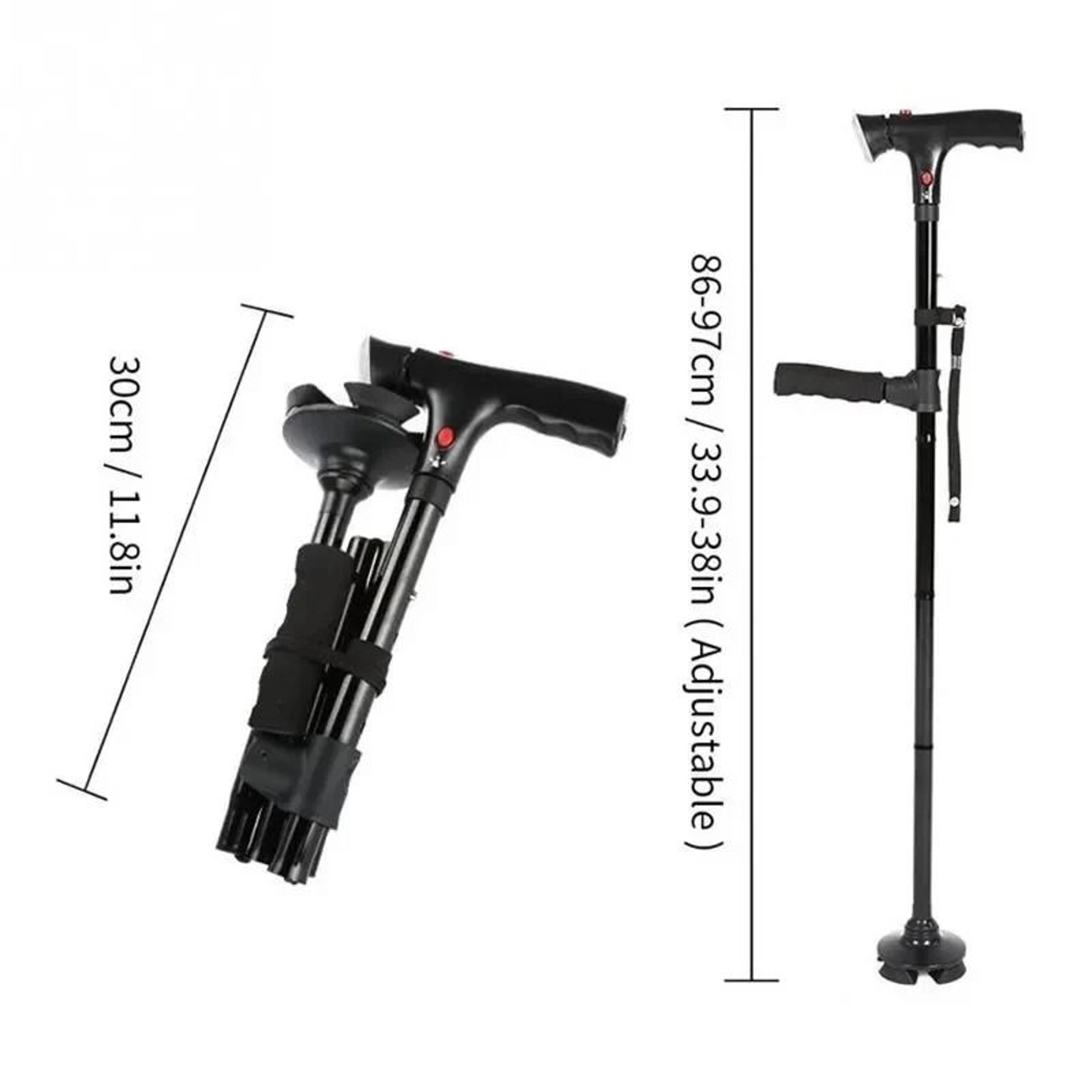 Collapsible Telescopic Folding Cane  LED Safety Light  Emergency Alarm For Seniors 2