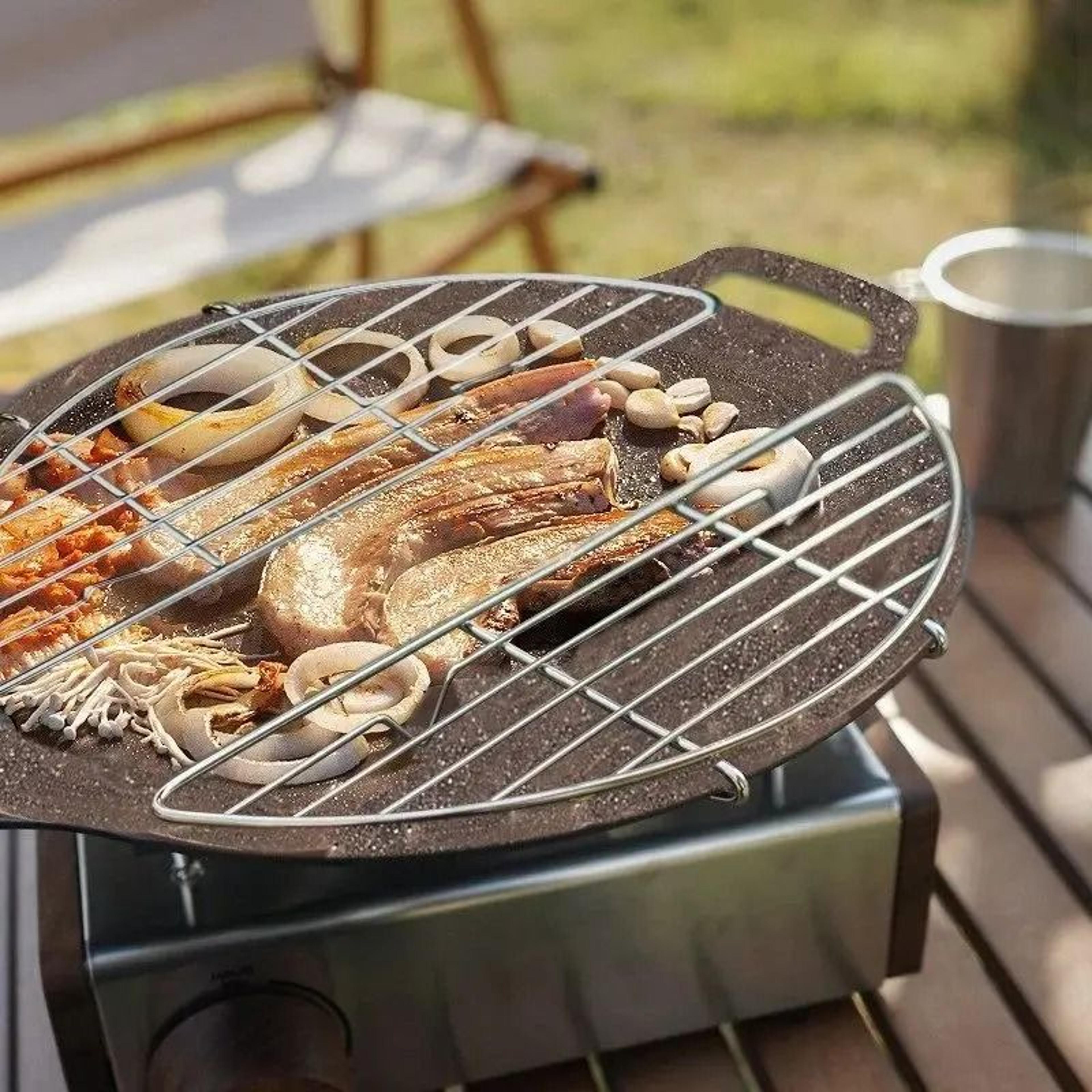 Stainless Steel Outdoor Barbecue Net  Steam Rack  Multifunctional AntiScorching Grill Grate 0