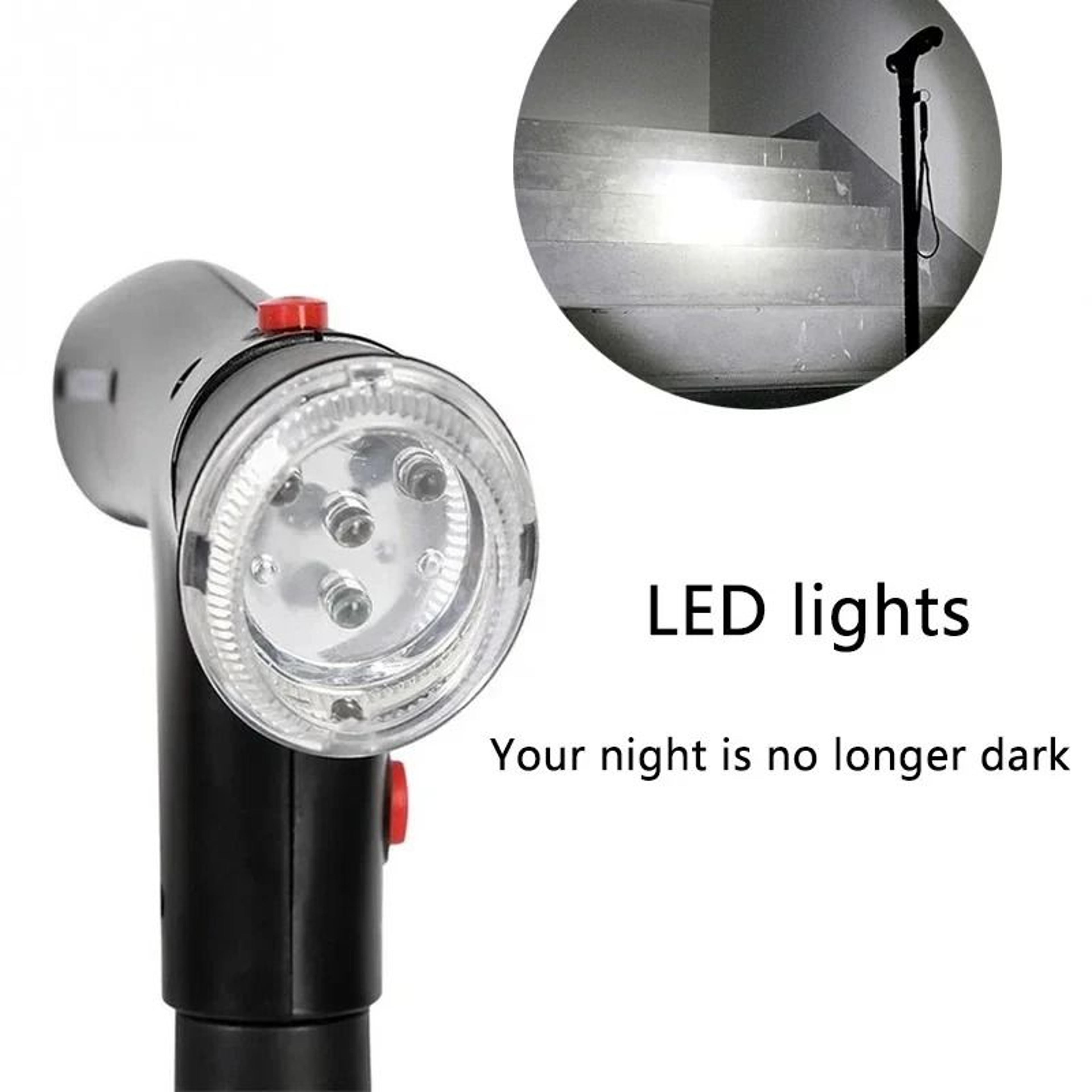 Collapsible LED Safety Cane  Telescopic Folding Walking Stick With Emergency Alarm 4