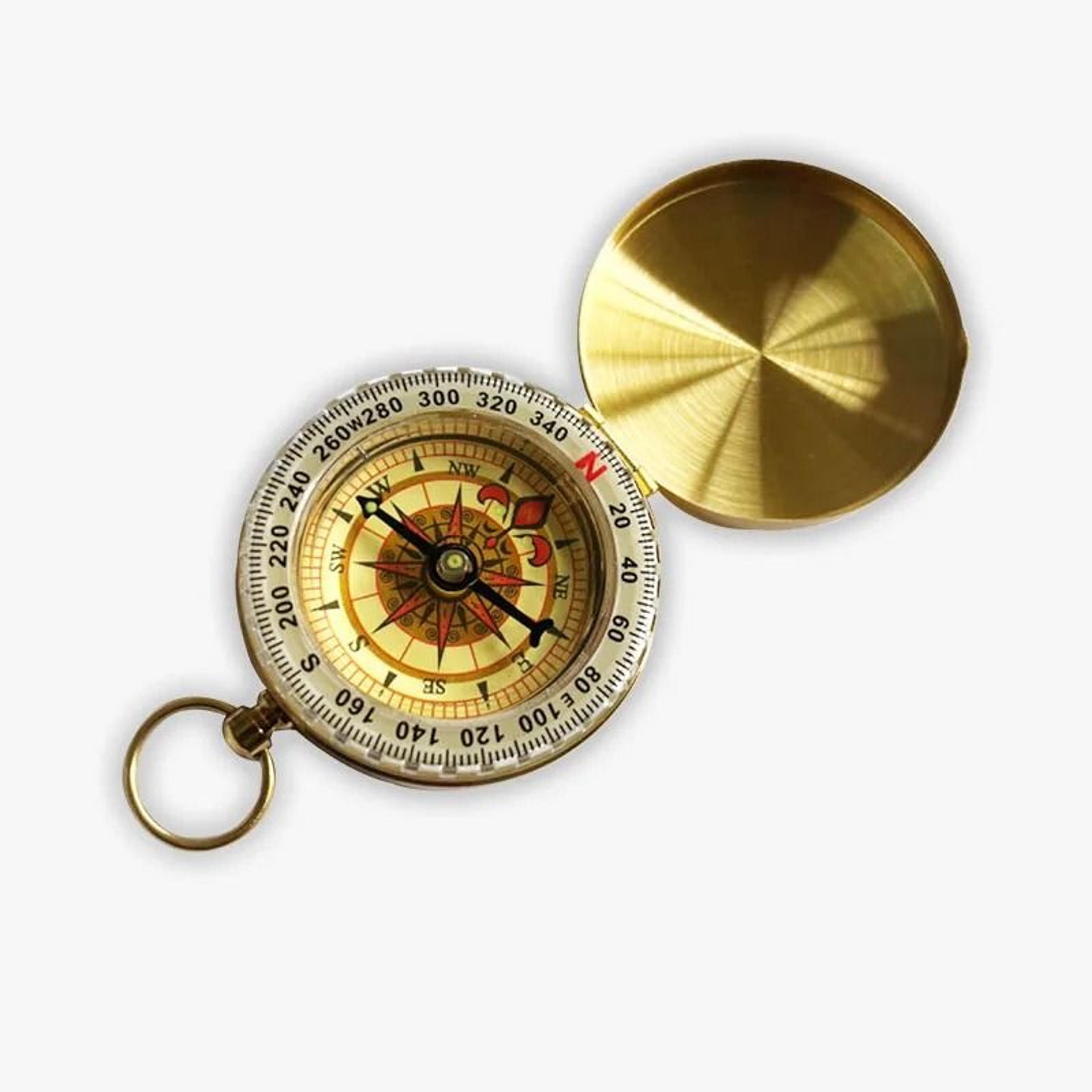 Portable Pocket Brass Compass  Luminous Navigation Tool For Outdoor Camping  Hiking 1