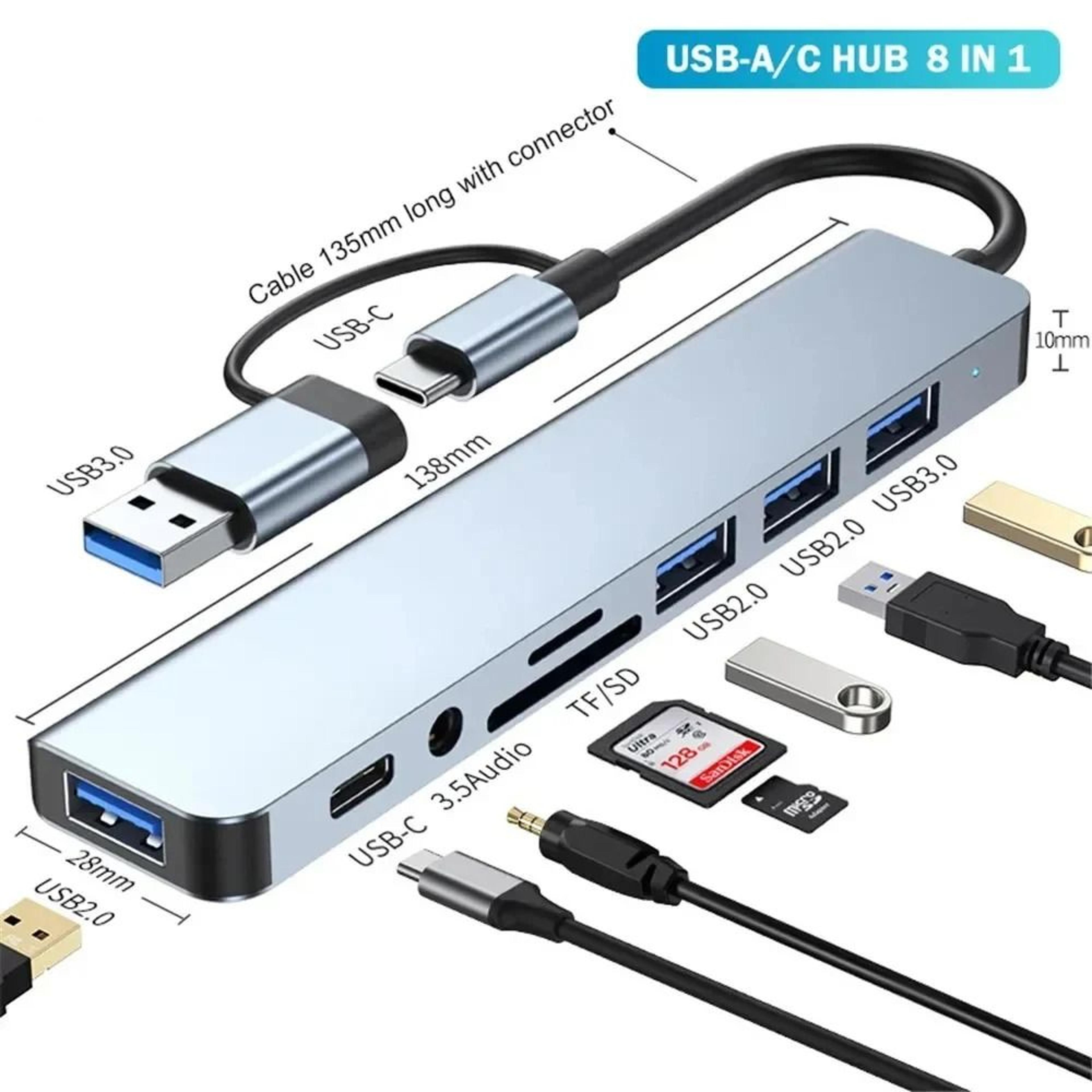 8in2 USB 30  USBC Docking Station  Aluminum Multiport Adapter With SDTF Card Reader For Laptops  PC 6