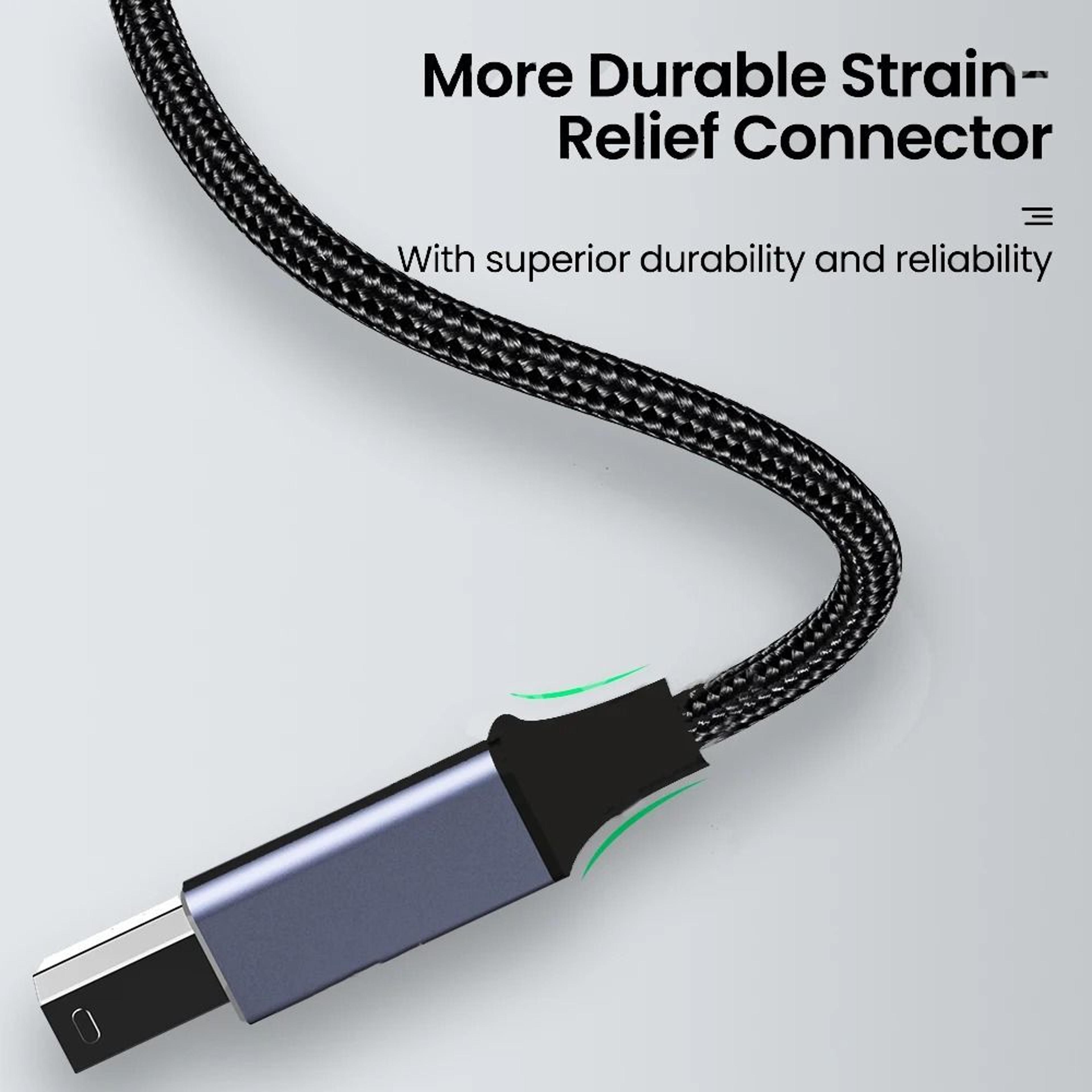 USBC To USBB 20 Braided Printer Cable  HighSpeed Scanner Cord For HP Canon Epson  MacBook 3