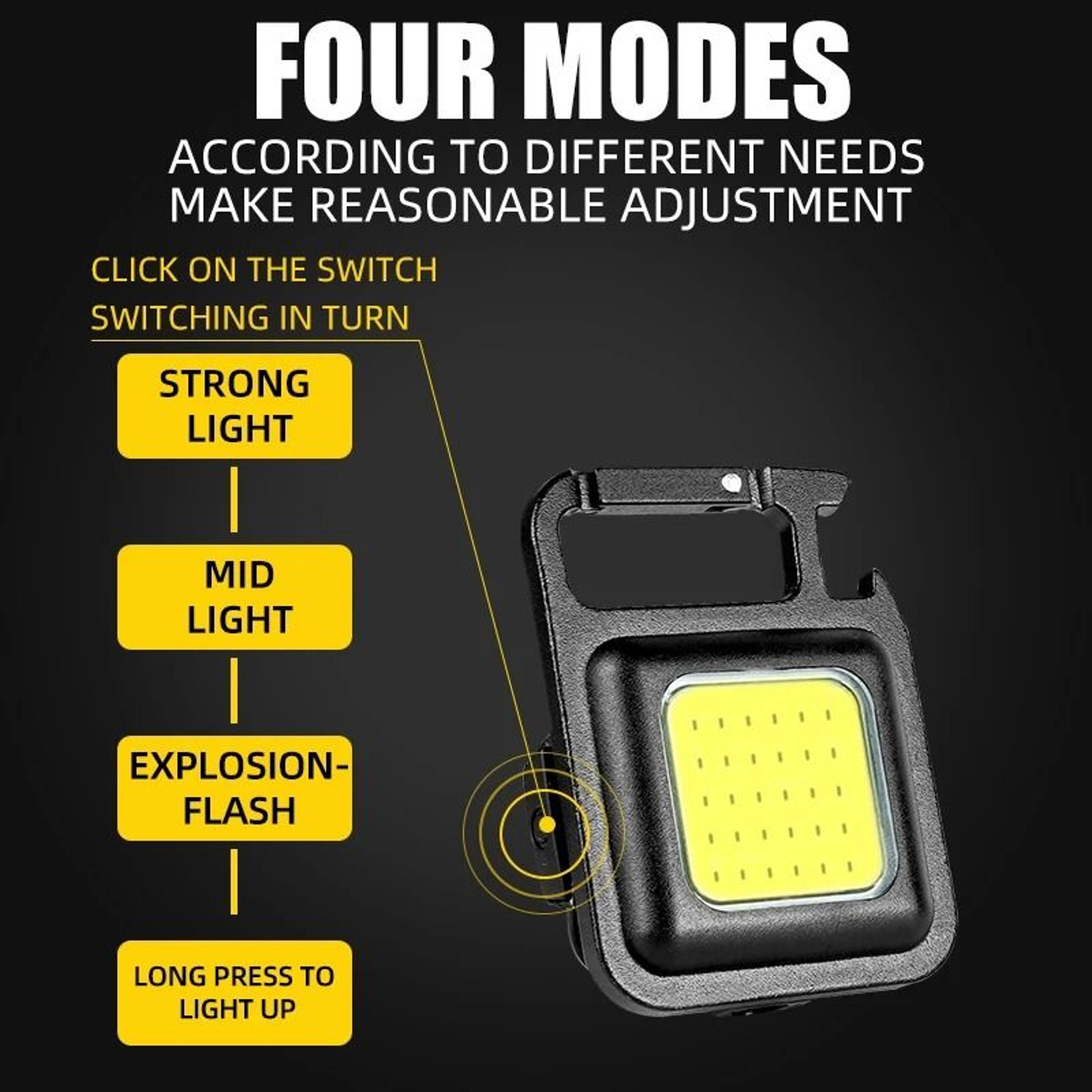 Super Bright 800 Lumens EDC Keychain Flashlight  Rechargeable COB Work Light With Bottle Opener  Fo 5