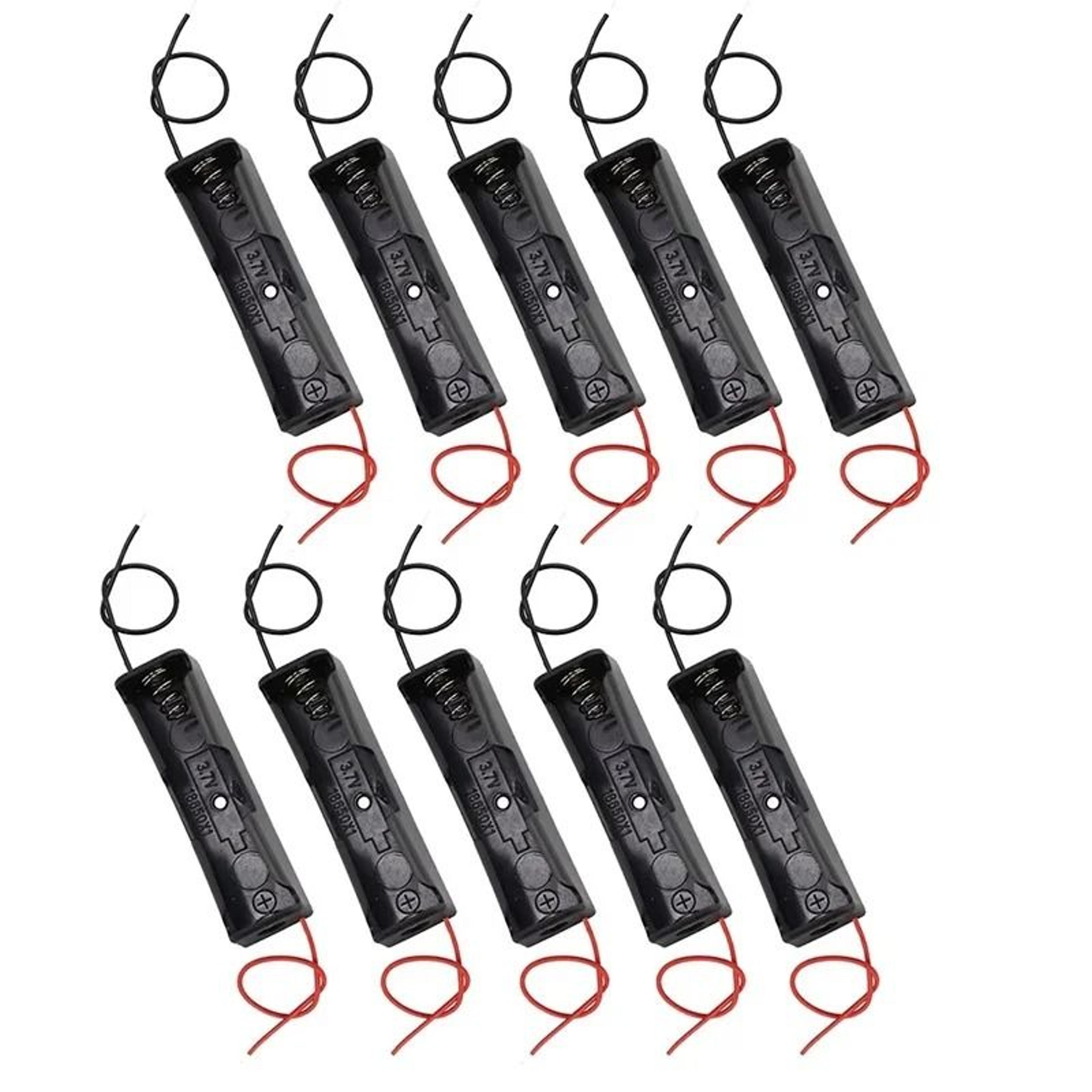 10Piece 18650 Battery Holder Set  DIY SingleSlot Plastic Storage Box With PreSoldered Lead Wires 0