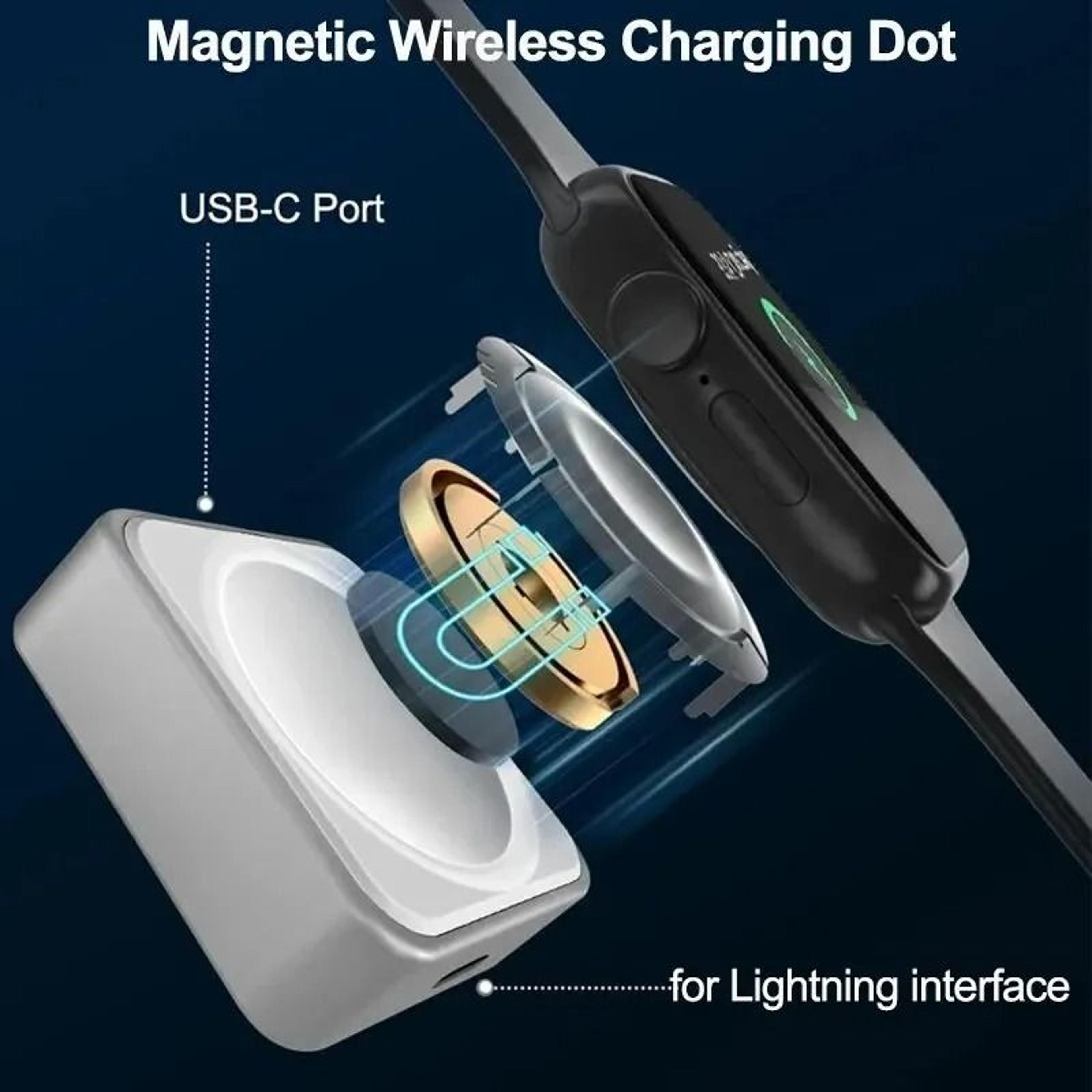 Portable DualInterface Magnetic Wireless Charger For Apple Watch Series 91  Ultra 4