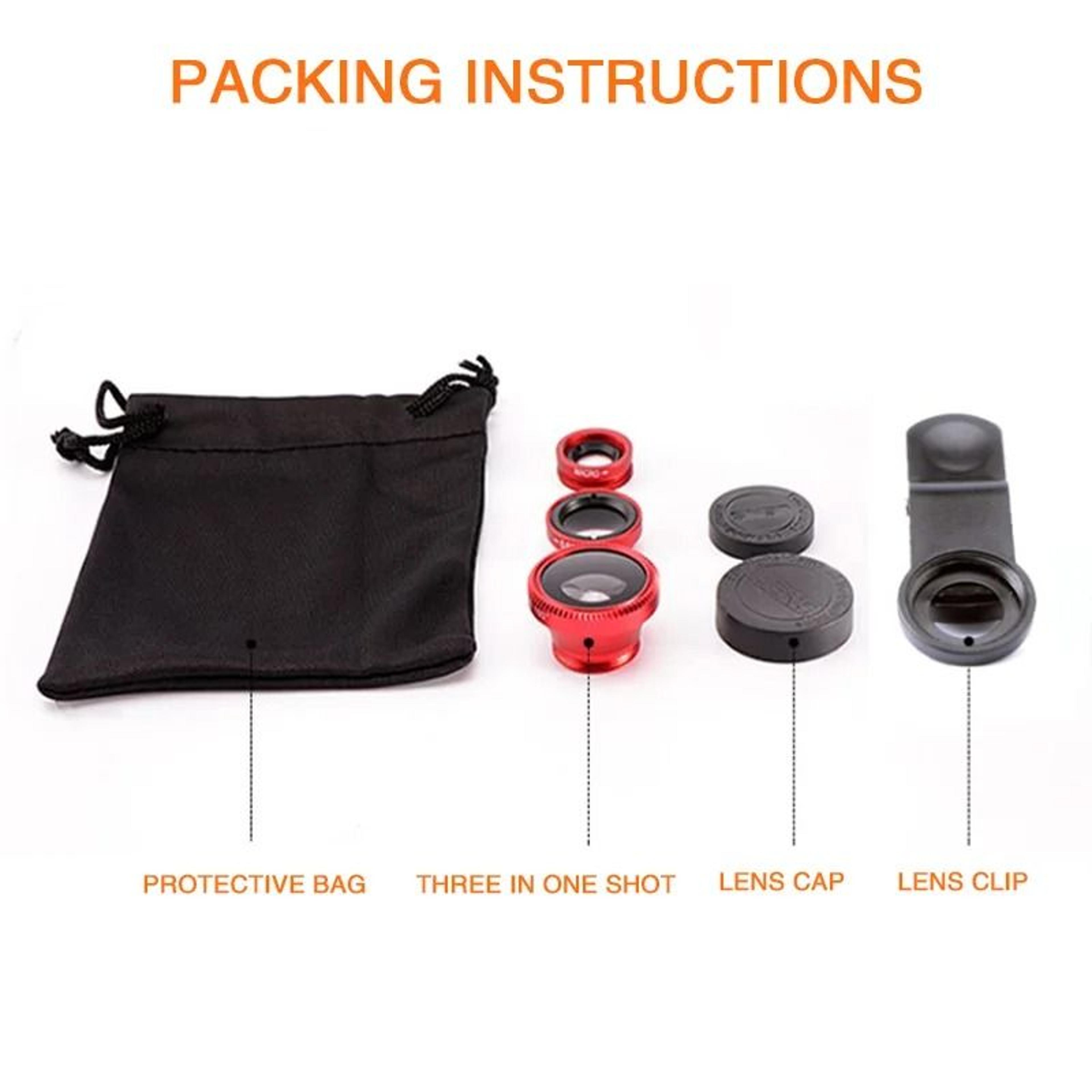 Universal 3in1 Phone Lens Kit  Fisheye 067X Wide Angle  Macro Lens With Secure Clip For IPhone  And 5