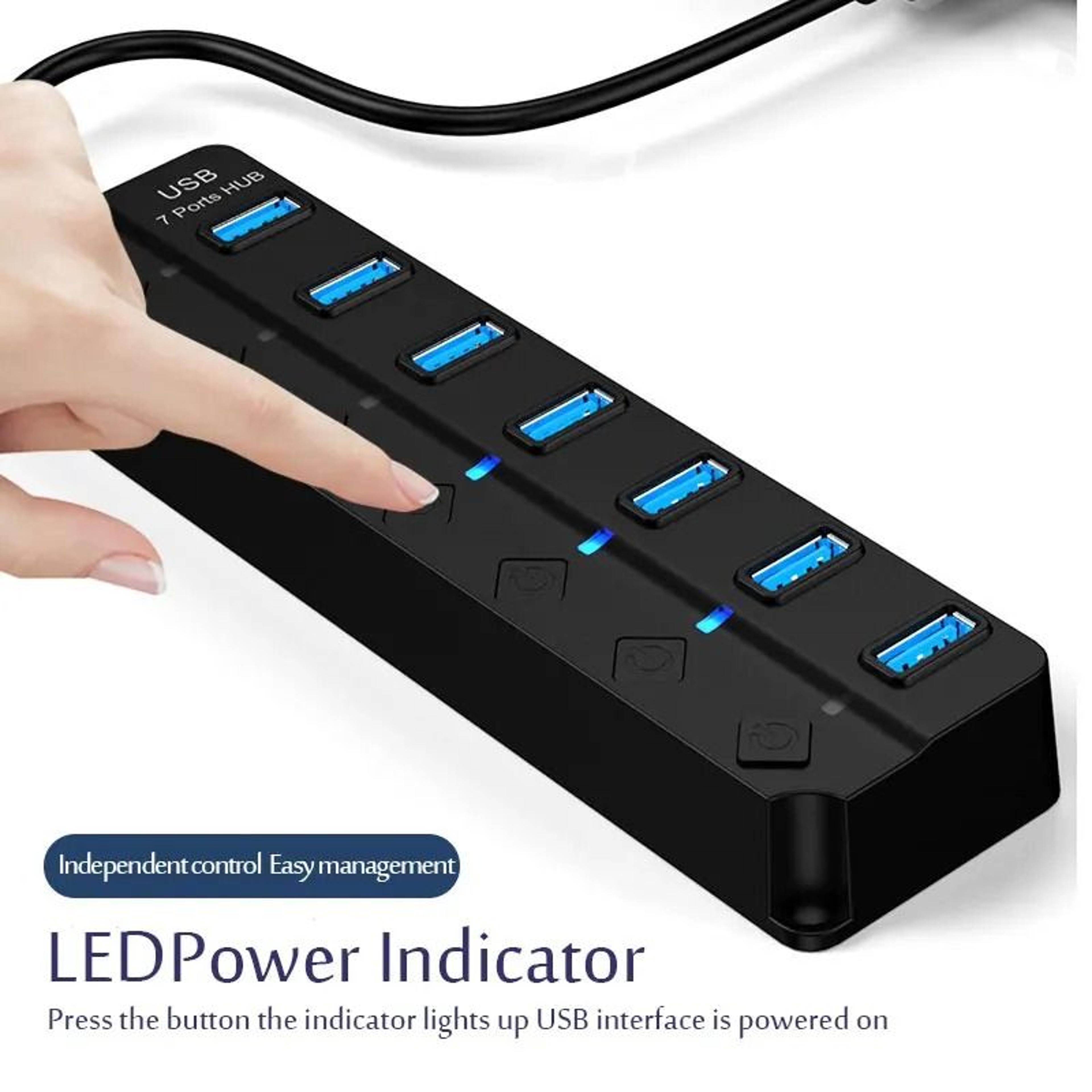 7in1 HighSpeed USB 30 Hub  MultiPort Adapter With Individual Power Switches For Laptop  PC 2