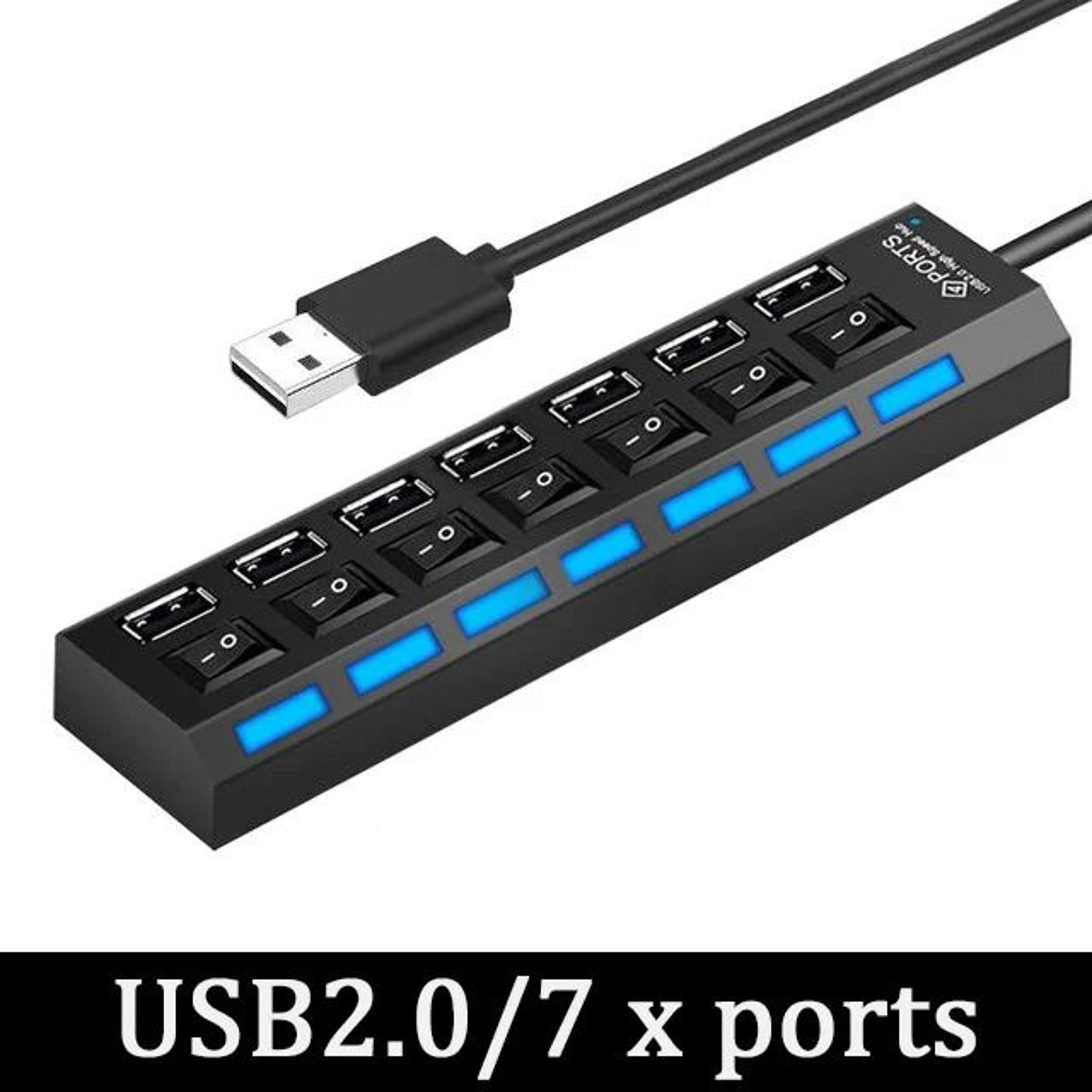 7in1 HighSpeed USB 30 Hub  MultiPort Adapter With Individual Power Switches For Laptop  PC 7