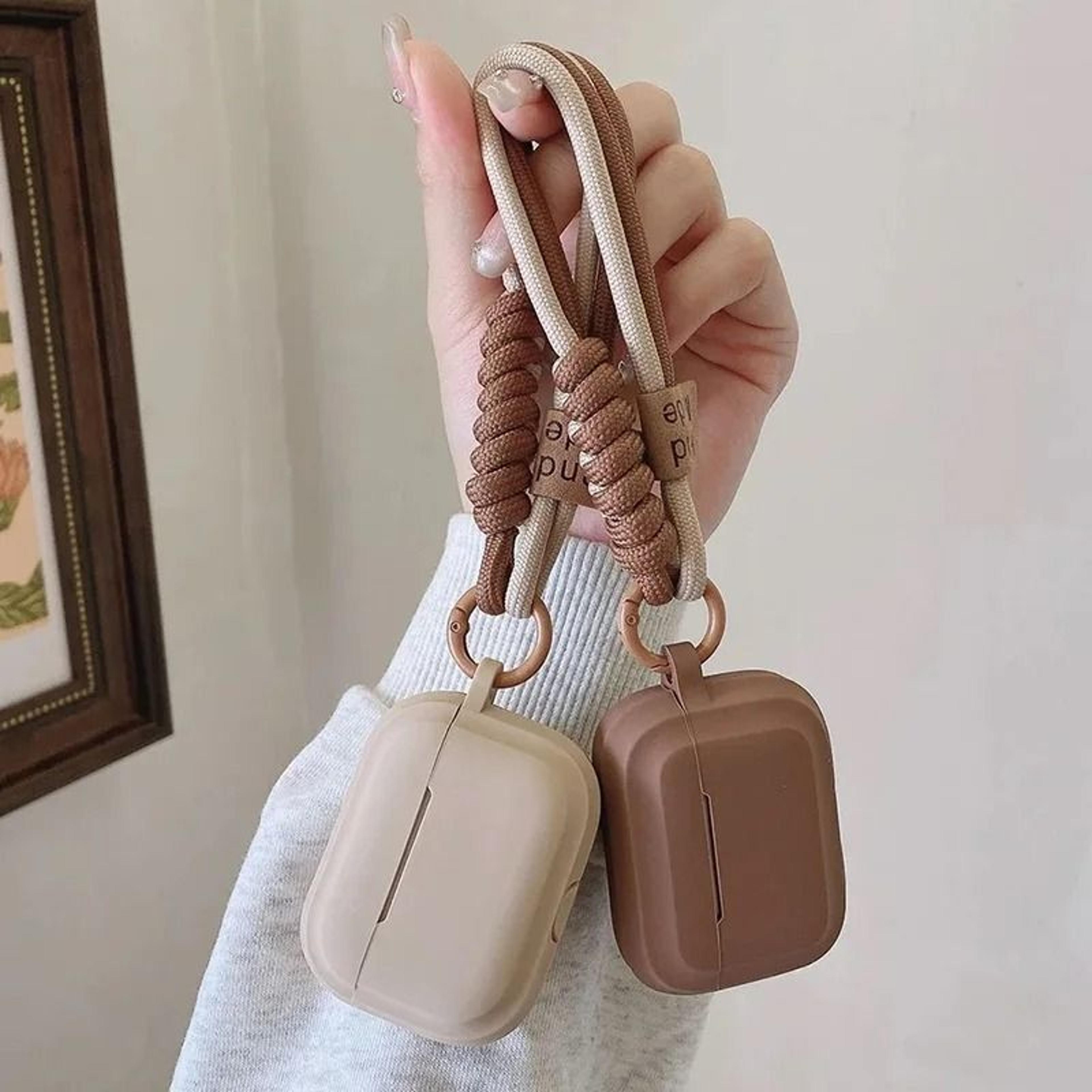 Caramel Color Soft Silicone AirPods Case With Anti Fall Lanyard For AirPods 4 3 Pro 2 1 4