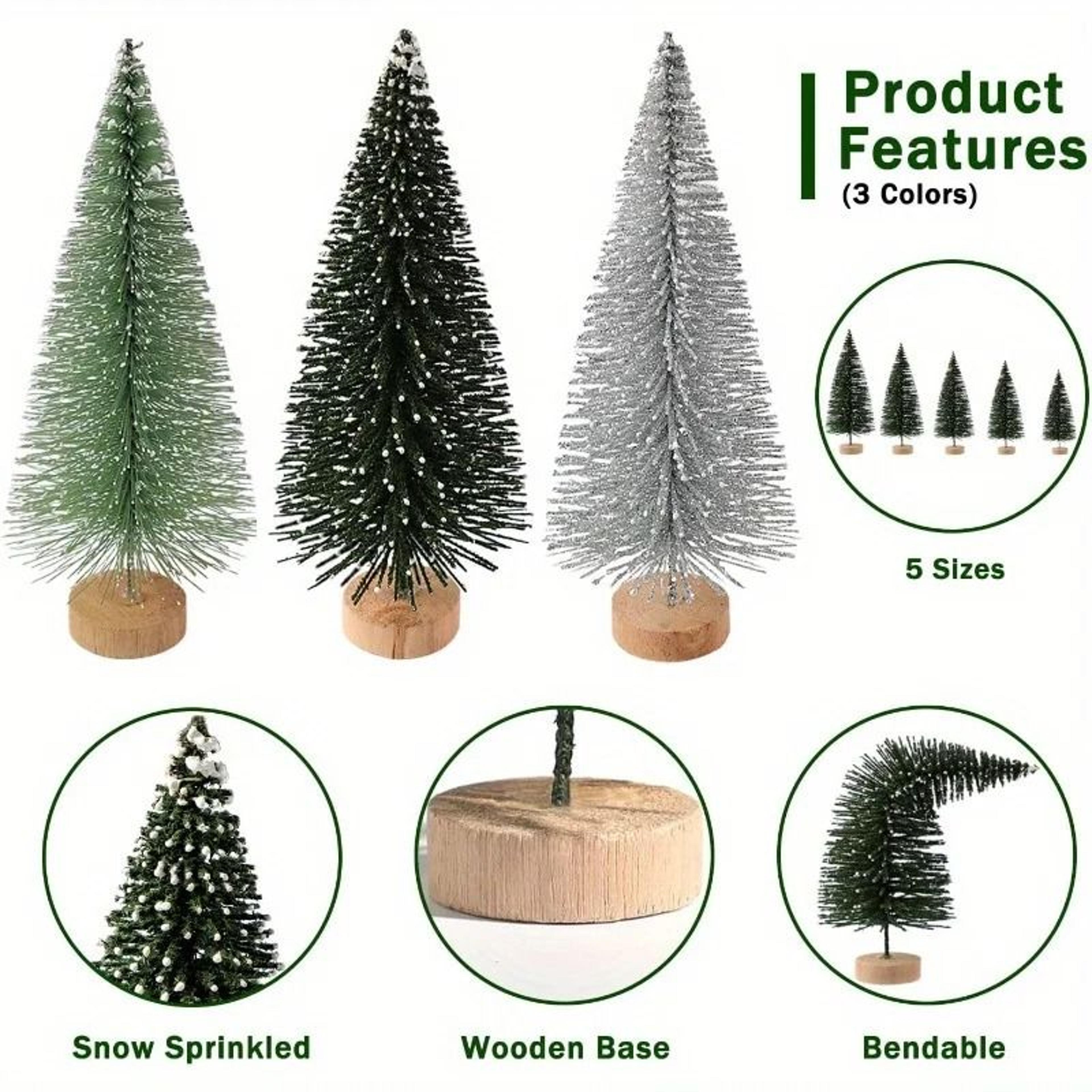 15pcs Mini Artificial Christmas Tree With Wooden Base For Festivals Christmas And Thanksgiving 4