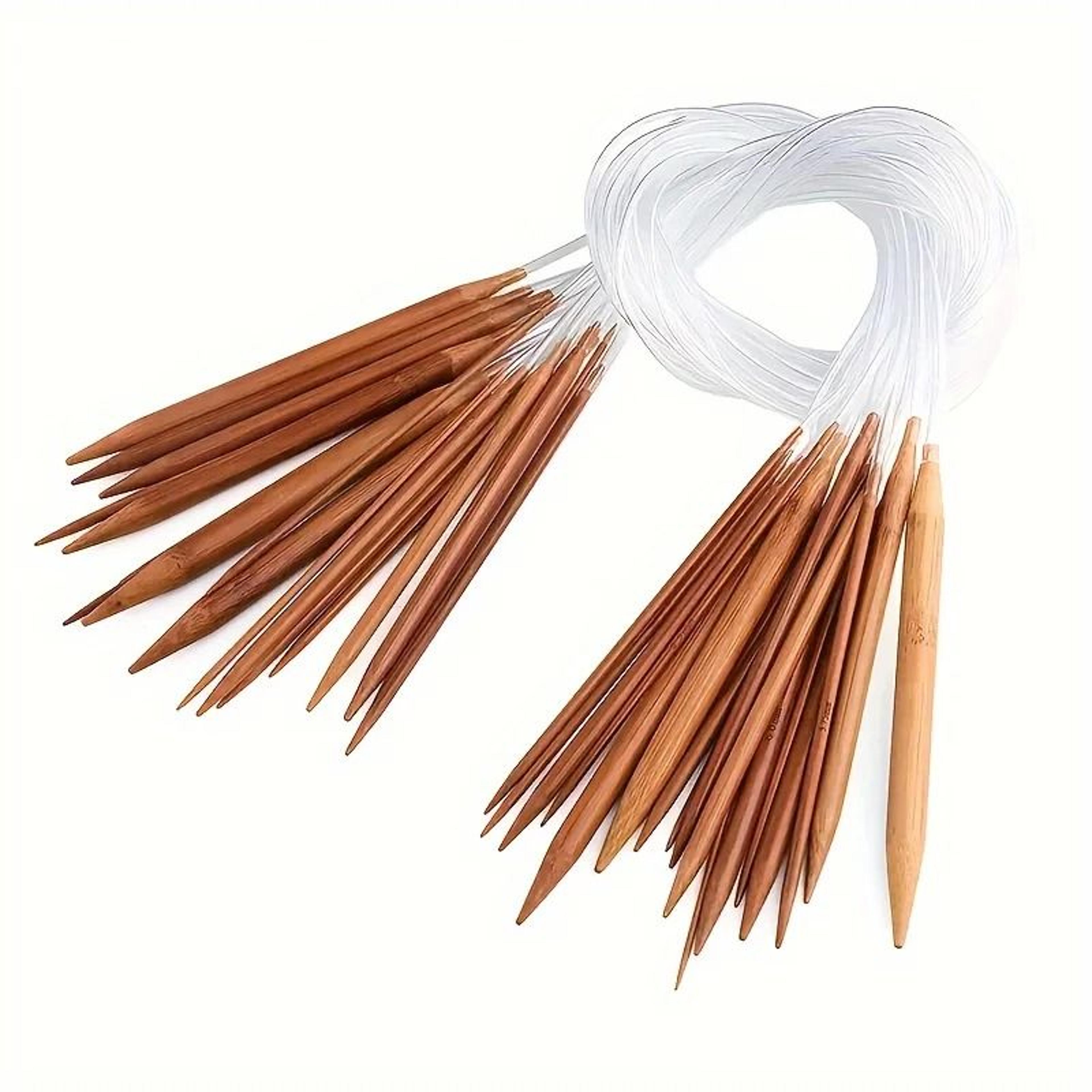 18 sizes circular knitting needle set with smooth wooden tip and transparent storage tube 2mm to 10mm