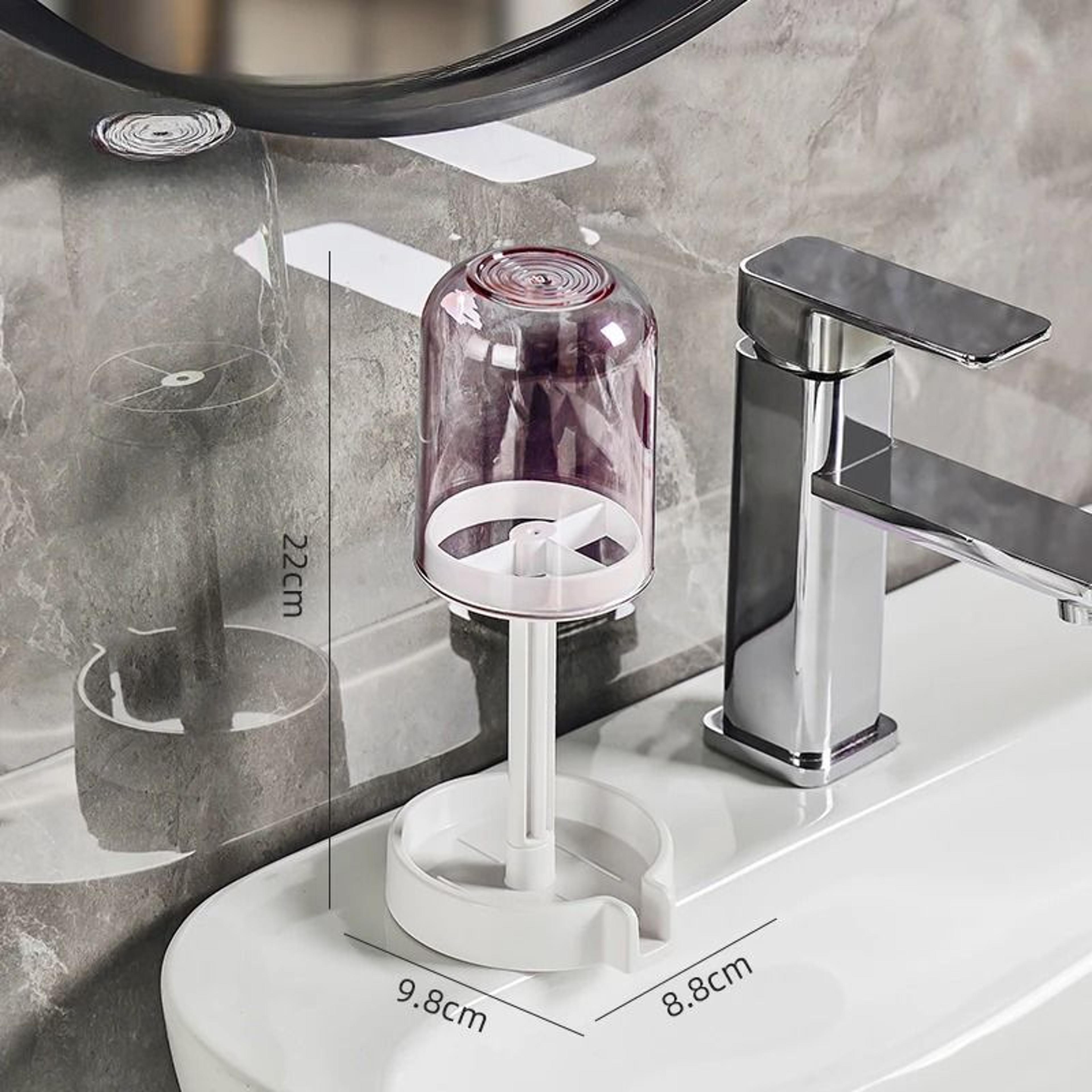 Plastic Multifunctional Bathroom Toothbrush And Cup Organizer With Dust Cover And Drainage Design 9