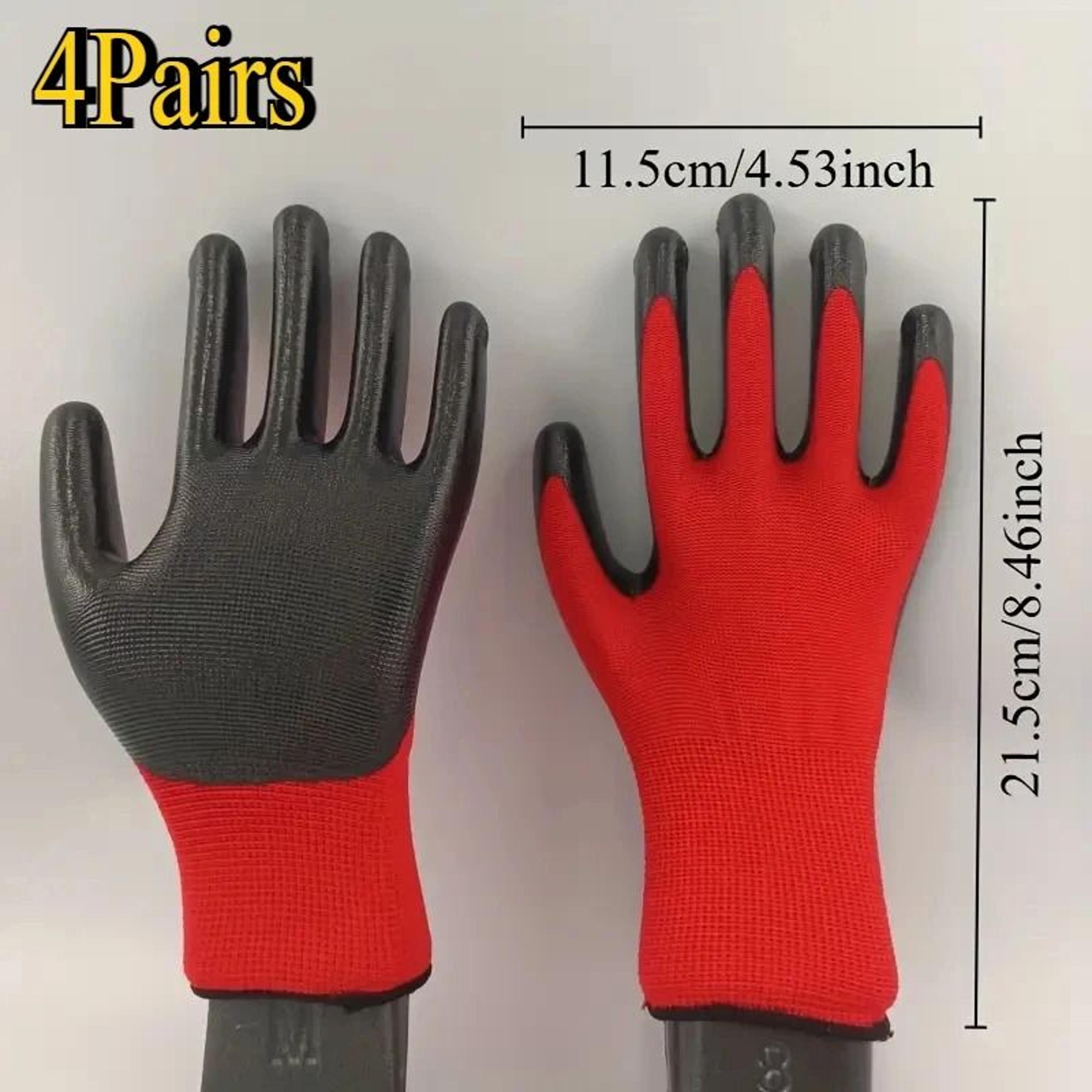 4 Pairs Multifunctional Work Gloves Durable Rubber Coated Safety Grip For Gardening And Mechanical  7