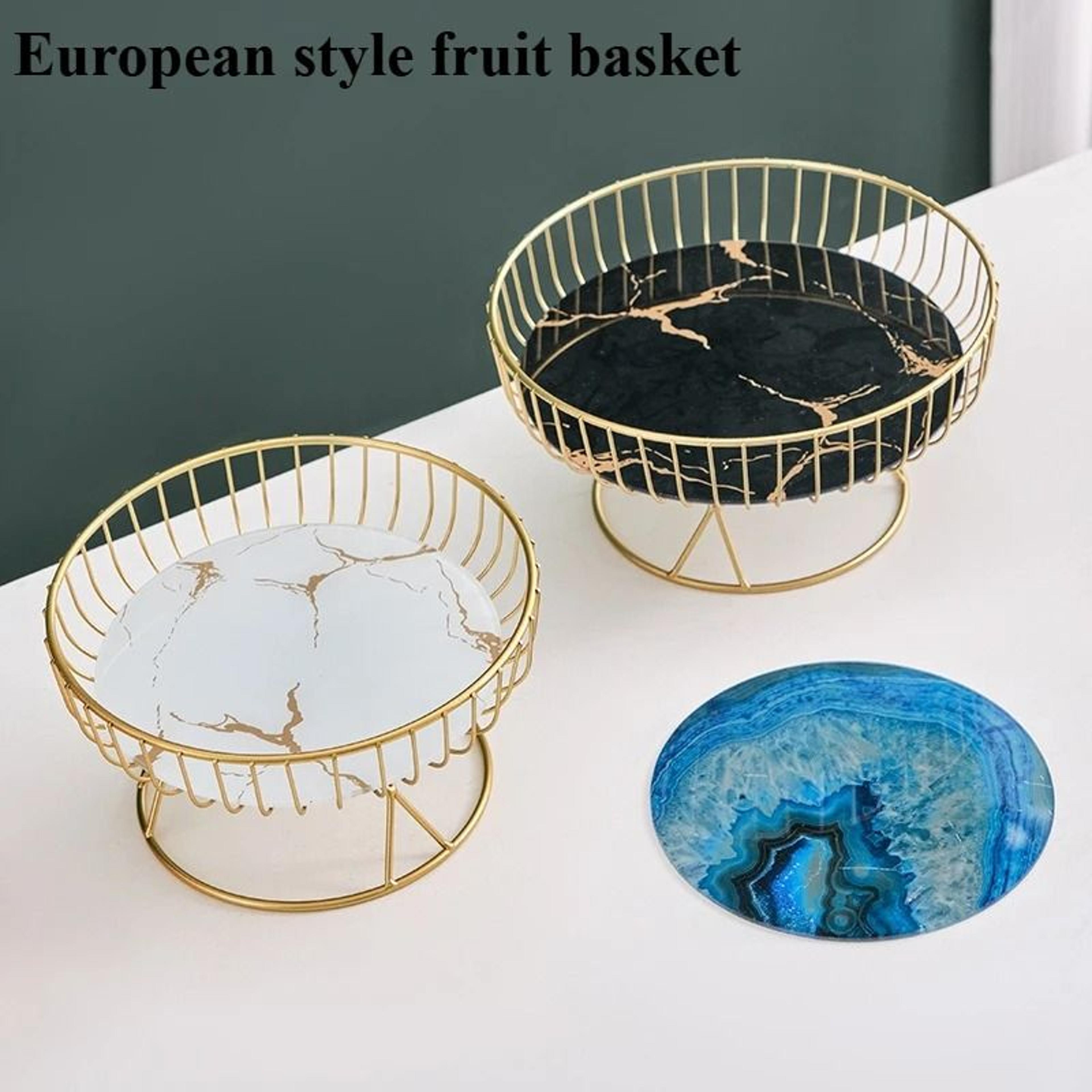Nordic Style Large Round Fruit Basket For Kitchen Dining Table Home Decoration Gold Metal Wire Snac 0
