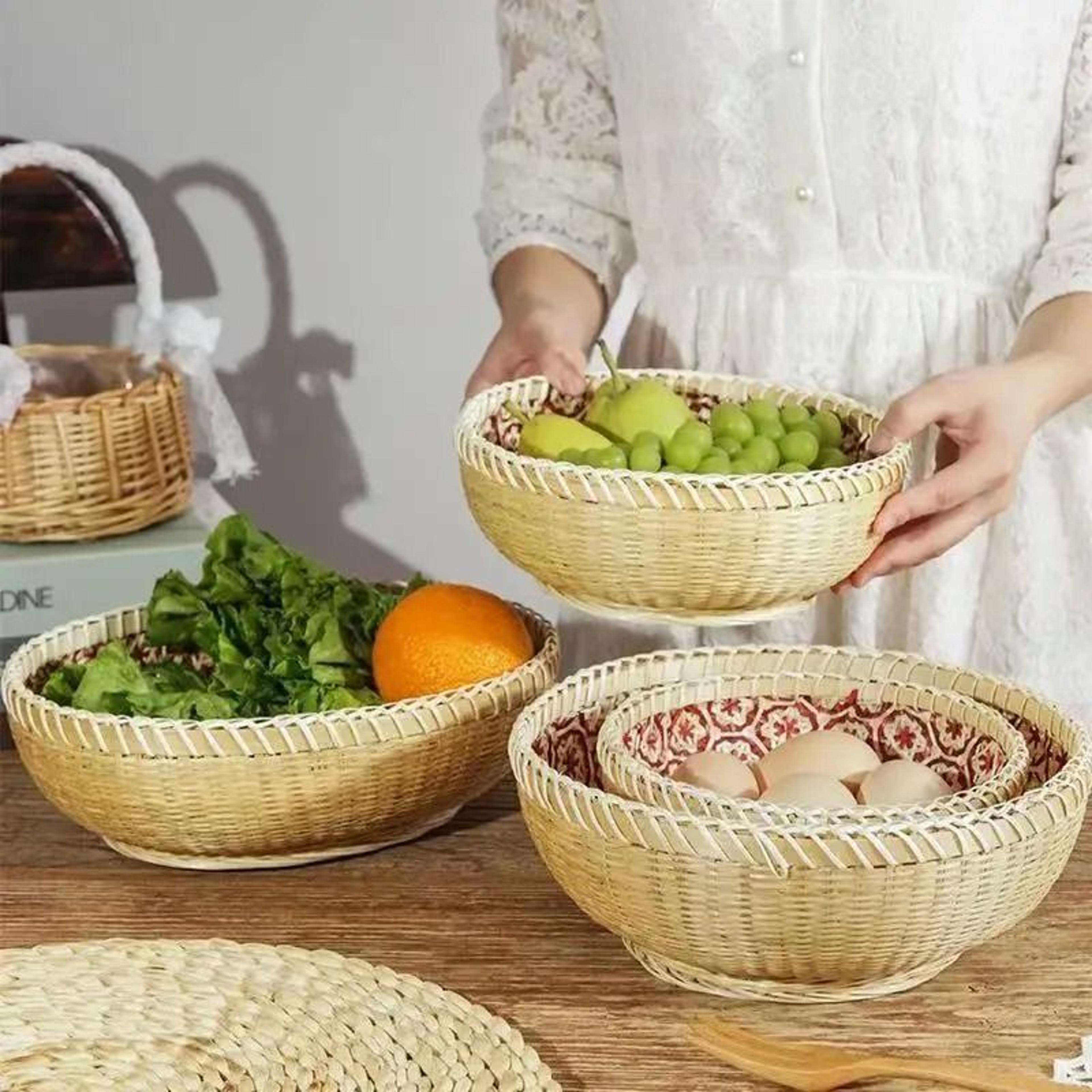 Professional HandWoven Bamboo Storage Baskets  Rustic Decor For Home And Kitchen 4