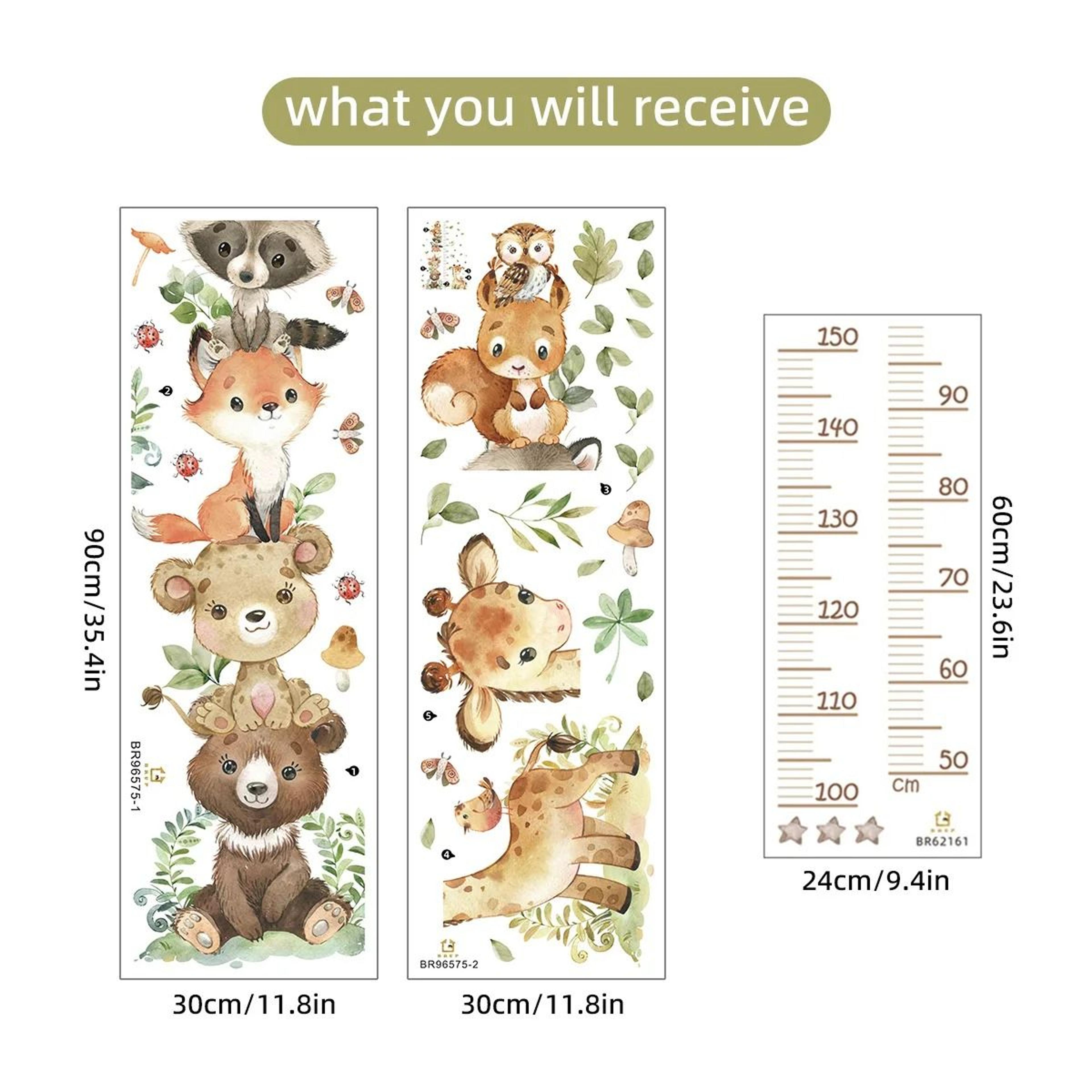 Cute Cartoon Animal Kids Growth Chart Wall Decoration Stickers For Childrens Rooms 6