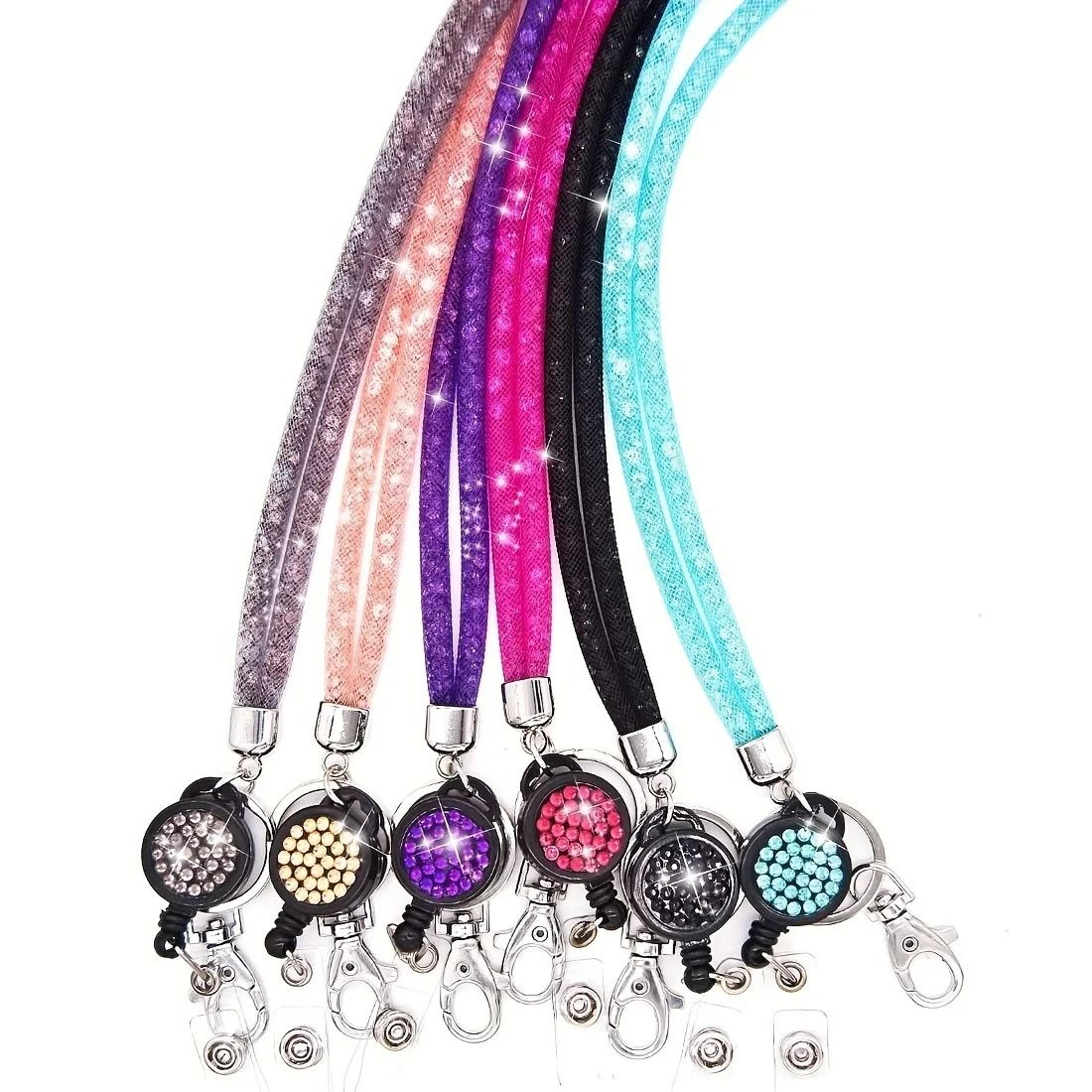 Sparkly Rhinestone Retractable Lanyard And Badge Holder For Women 0